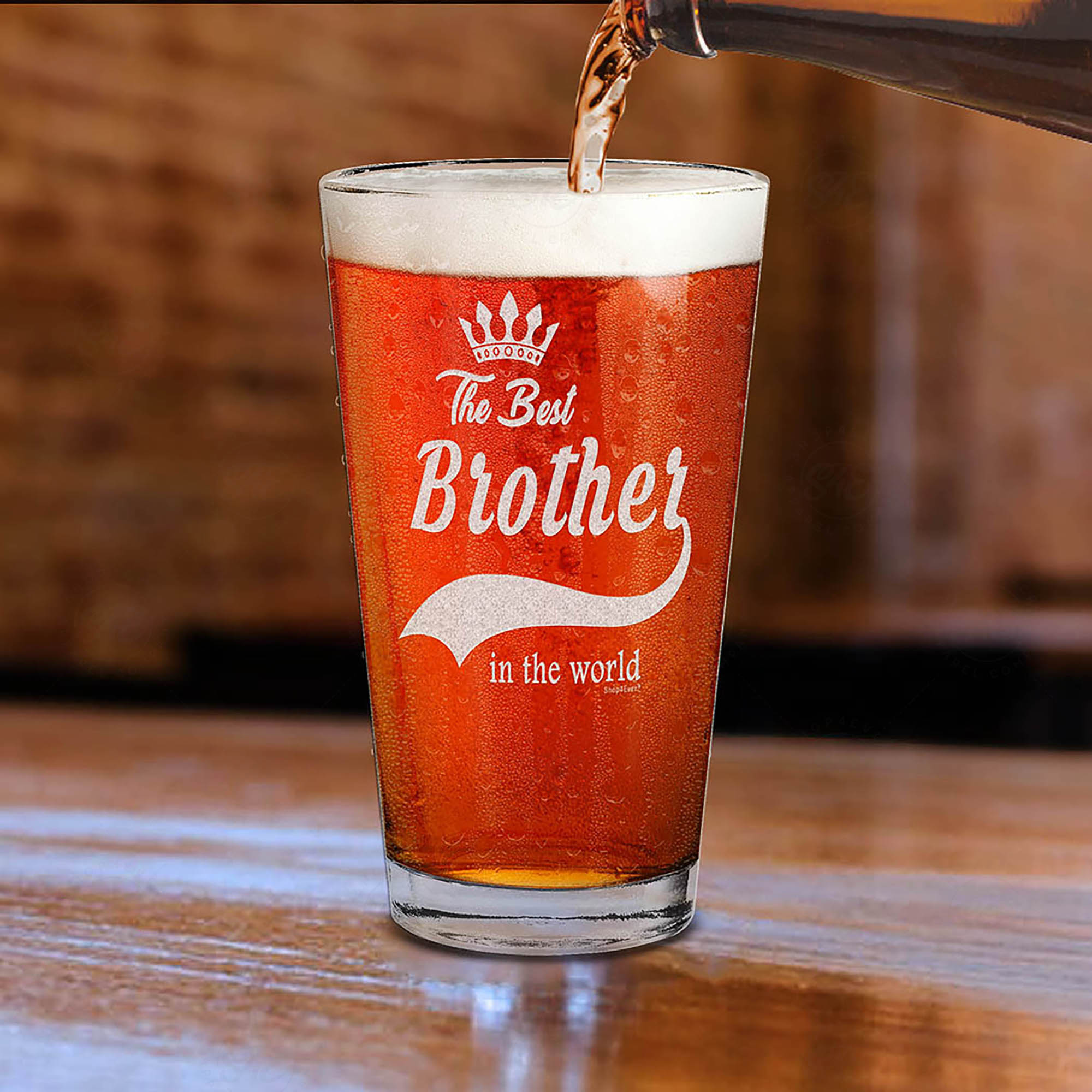 The Best Brother In The World Laser Engraved Beer Pint Glass Brother Gift from Sister Brother
