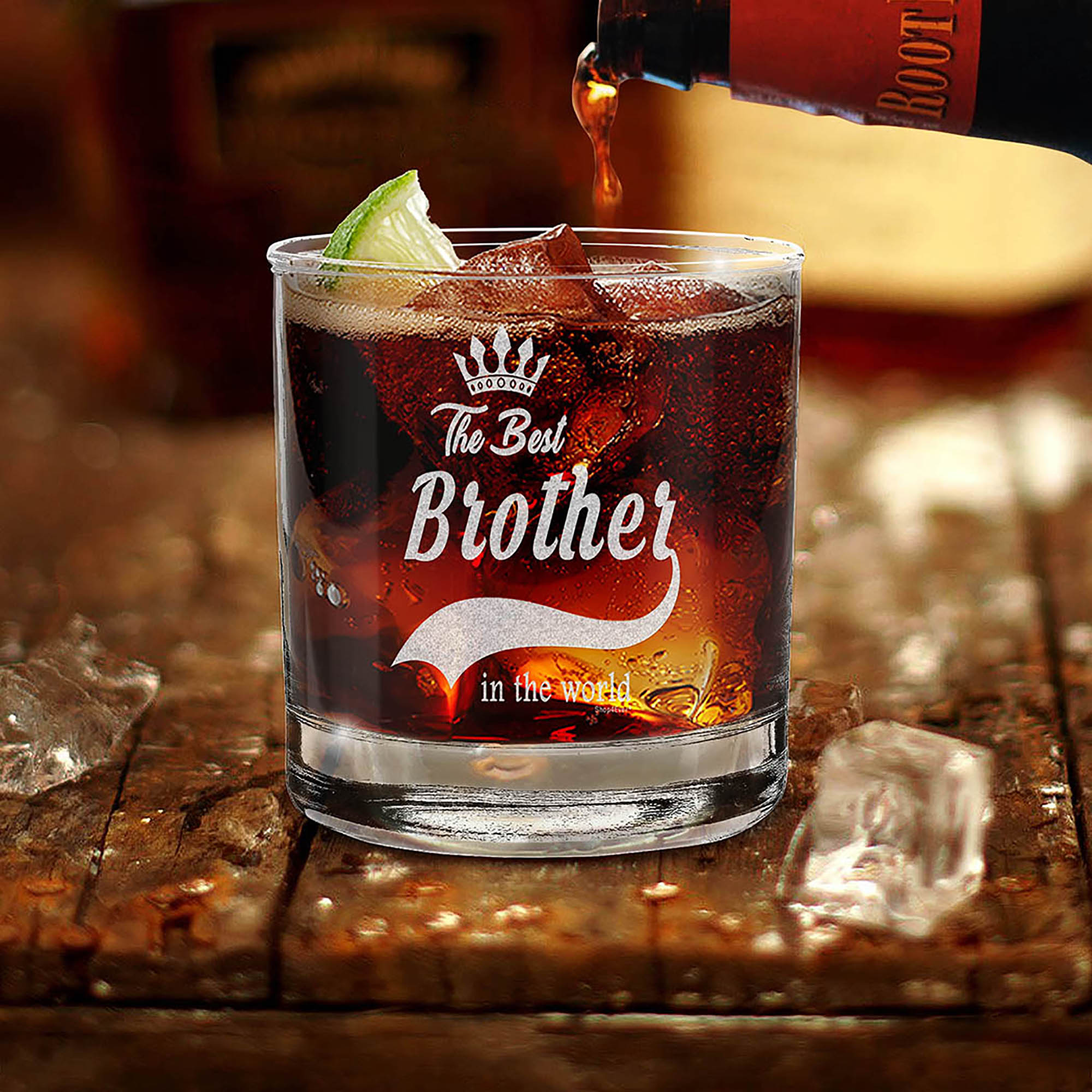 The Best Brother In The World Engraved Whiskey Glass