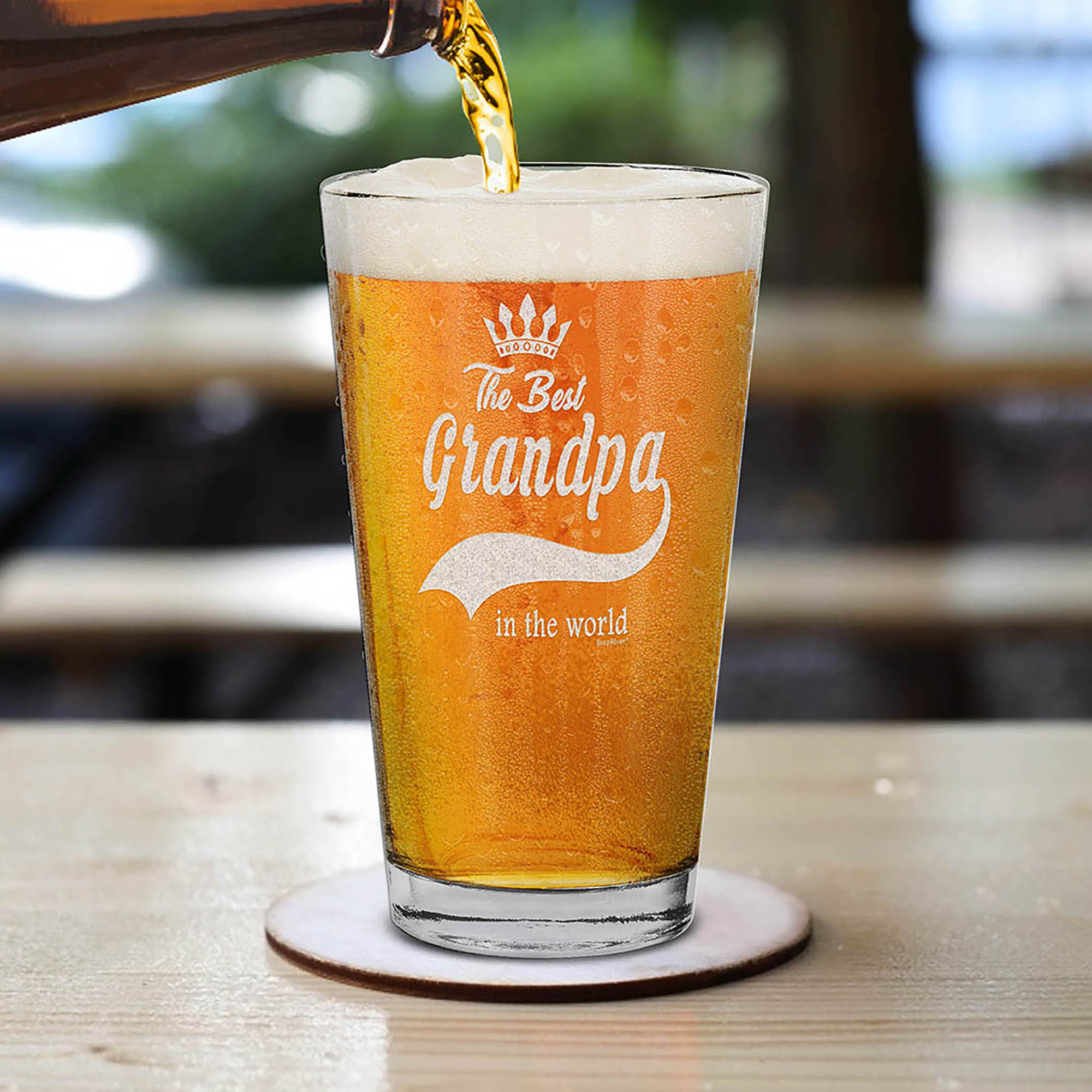 The Best Grandpa In The World Laser Engraved Beer Pint Glass Grandpa Glass