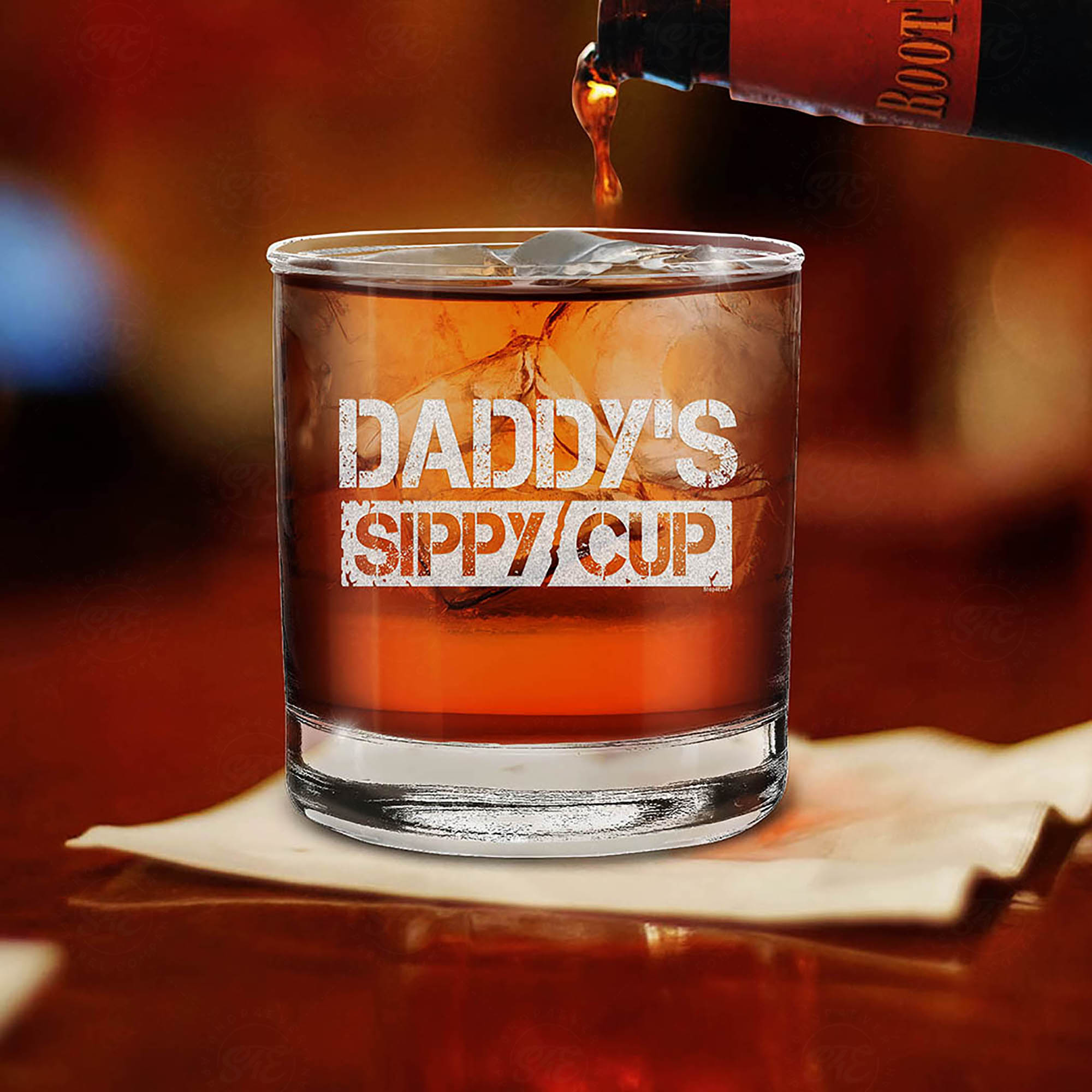 Daddy's Sippy Cup Engraved Whiskey Glass Promoted To Daddy New Dad