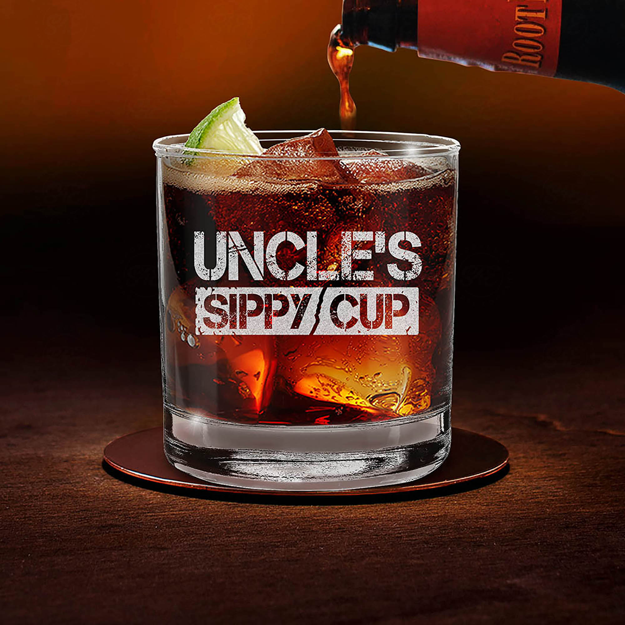 Uncle's Sippy Cup Engraved Whiskey Glass Promoted To Uncle New Uncle