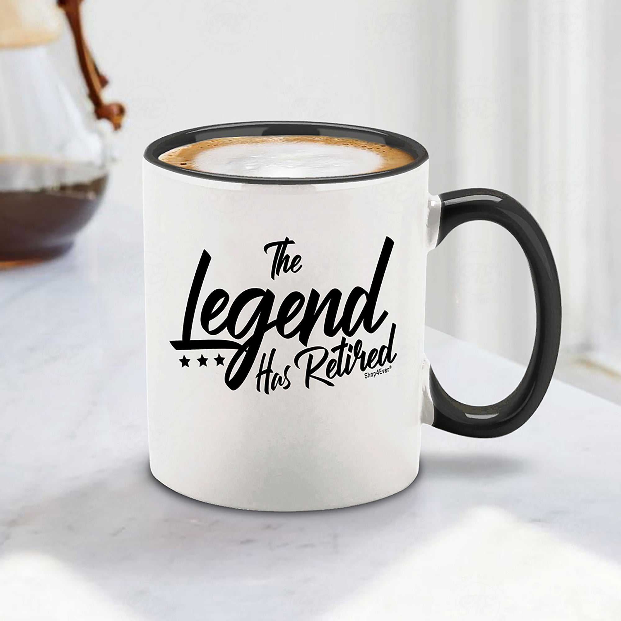 The Legend Has Retired Black Handle Ceramic Coffee Mug Tea Cup Funny Retirement Mug for Men Dad Grandpa Coworker