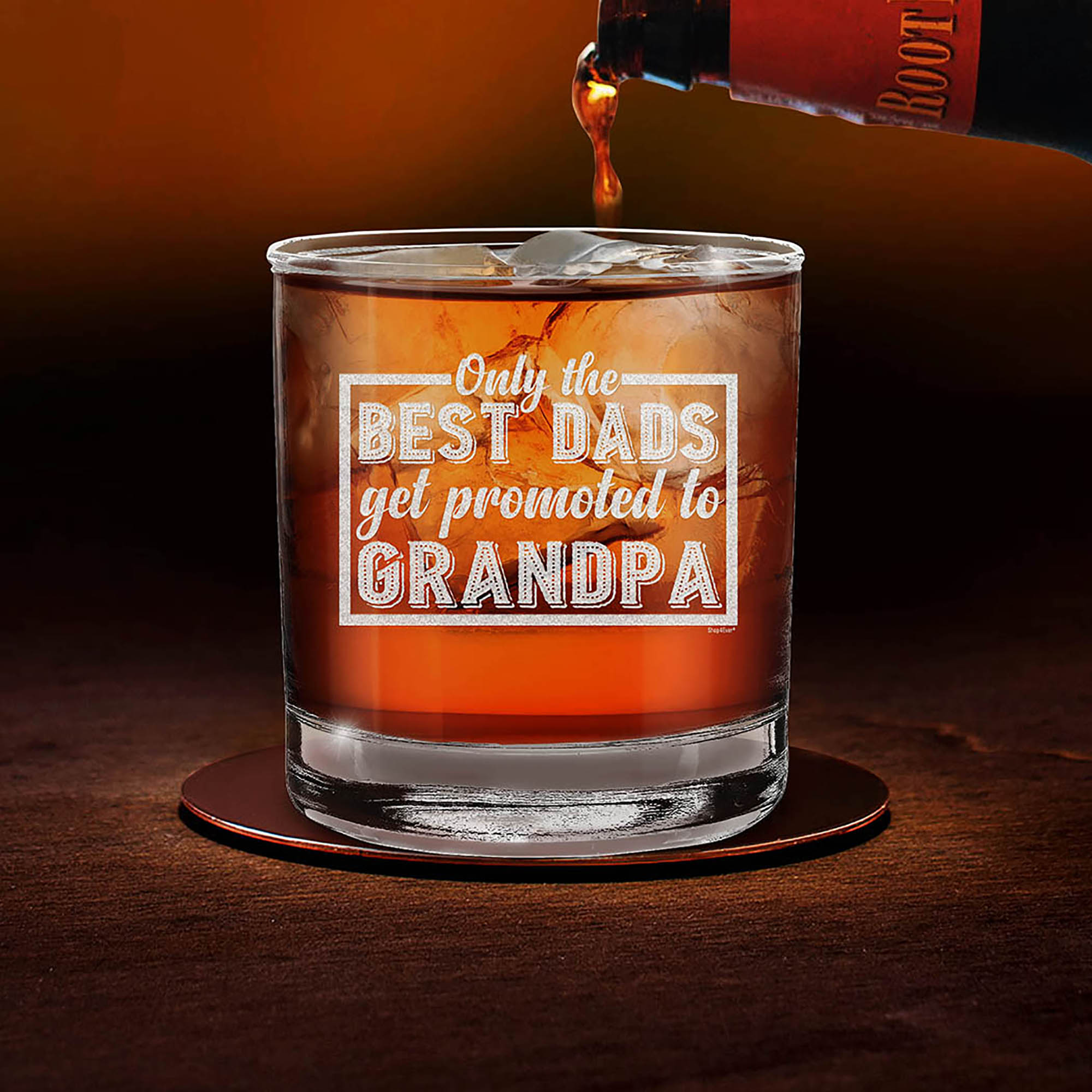 Only The Best Dads Get Promoted To Grandpa Pregnancy Announcement Engraved Whiskey Glass