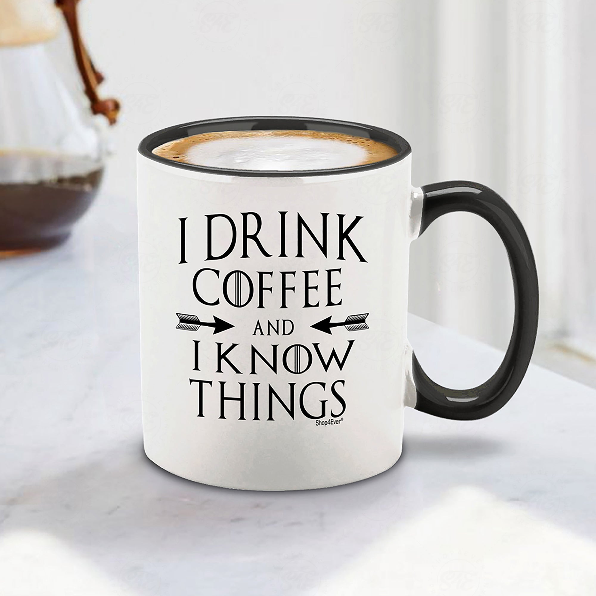 I Drink Coffee And I Know Things Black Handle Ceramic Coffee Mug Tea Cup