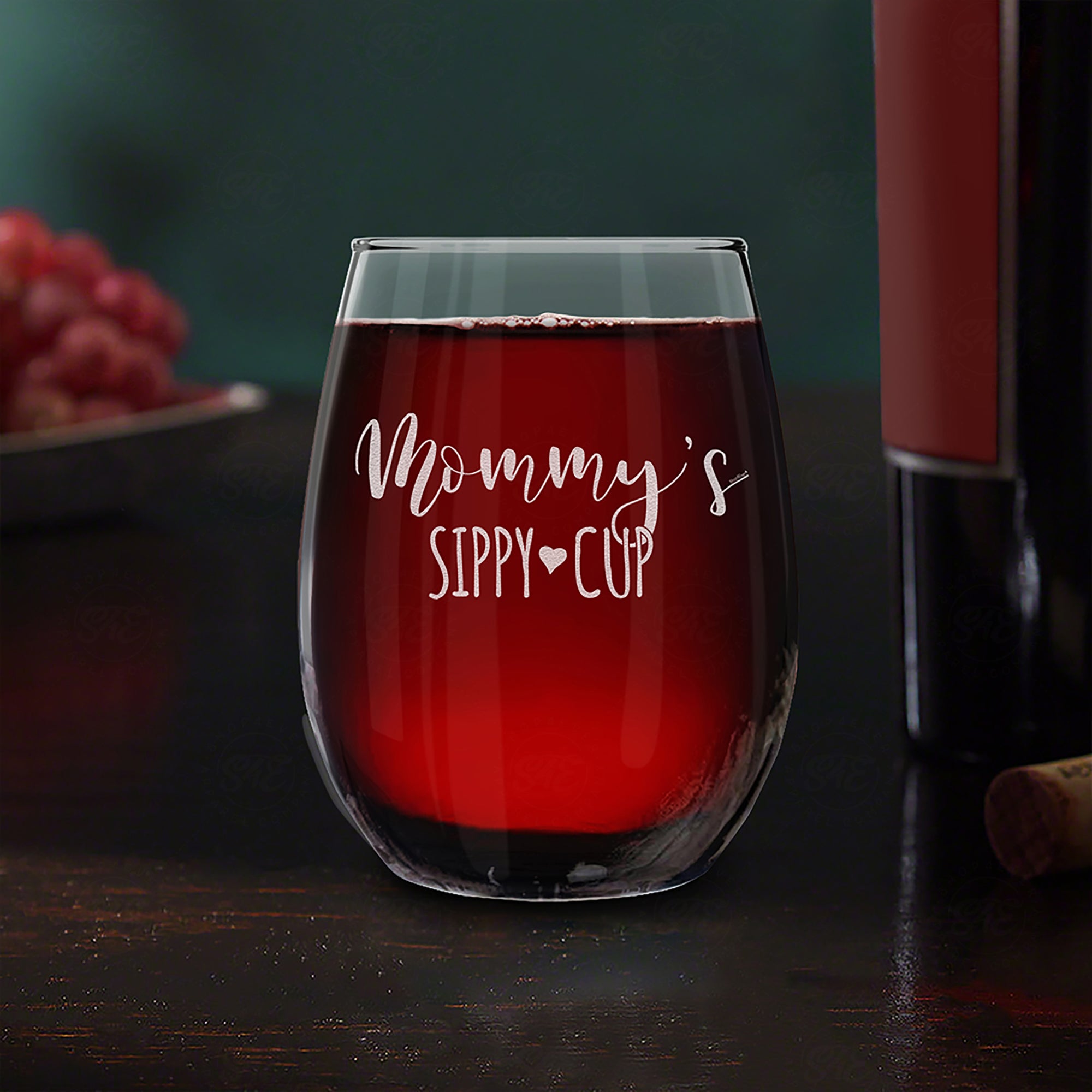Mommy's Sippy Cup Engraved Stemless Wine Glass Funny New Mom Gift