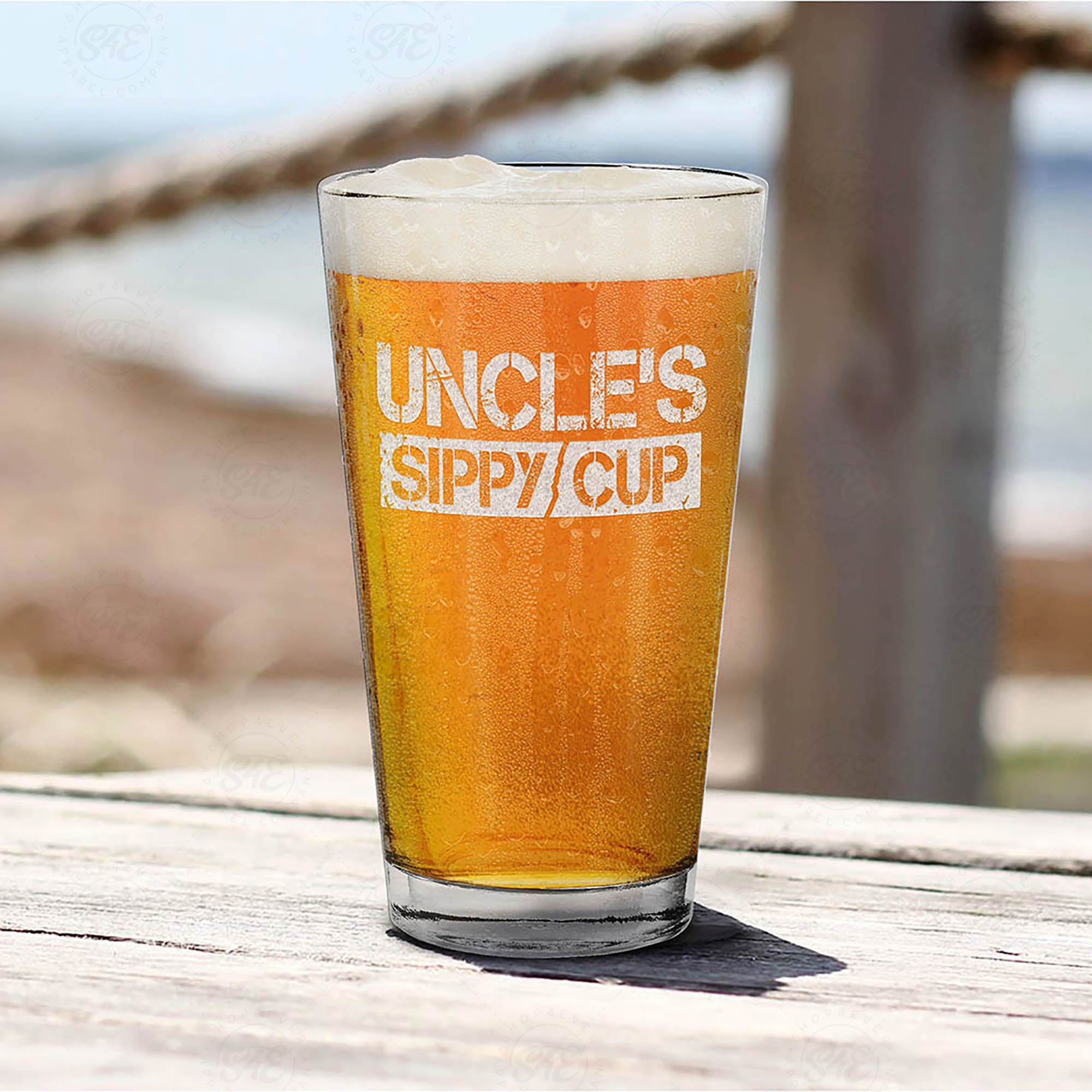 Uncle's Sippy Cup Laser Engraved Beer Pint Glass New Uncle To Be Promoted To Uncle