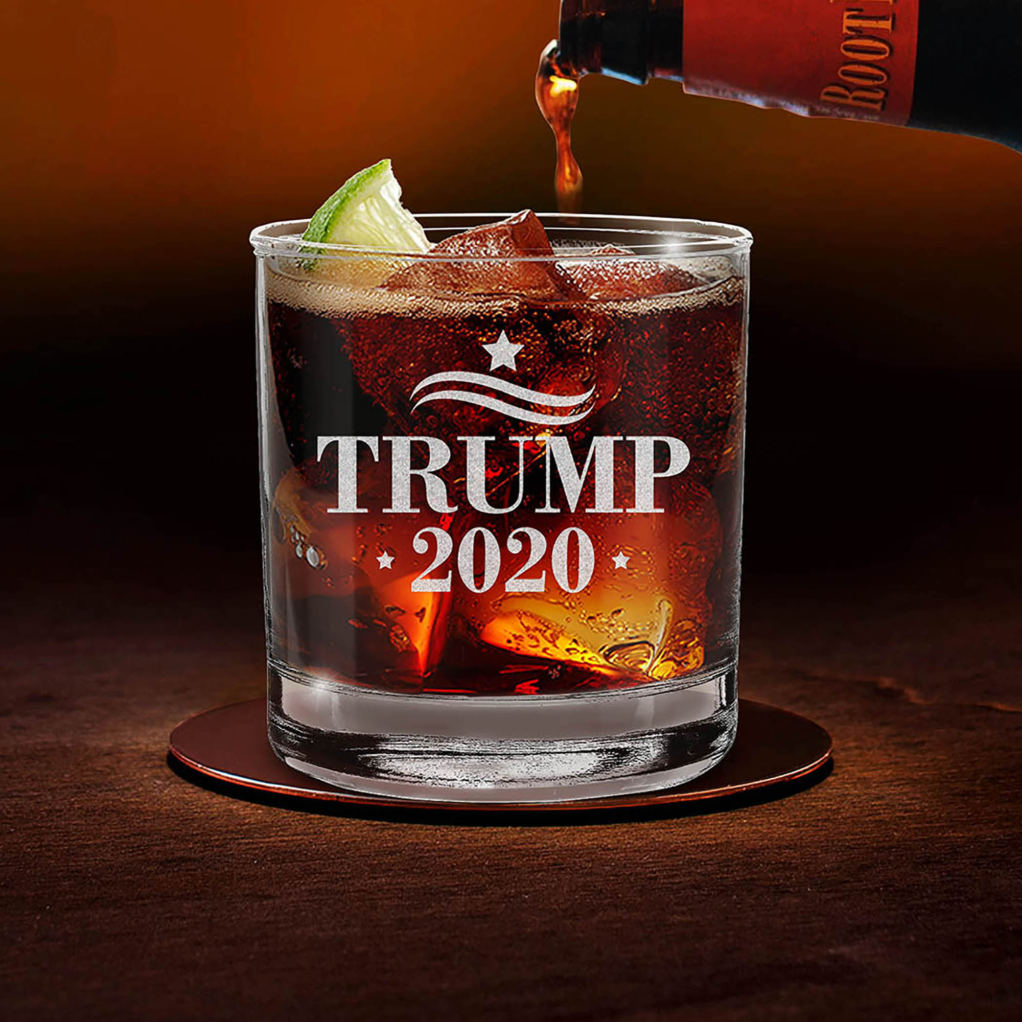Trump 2020 Stars Engraved Whiskey Glass