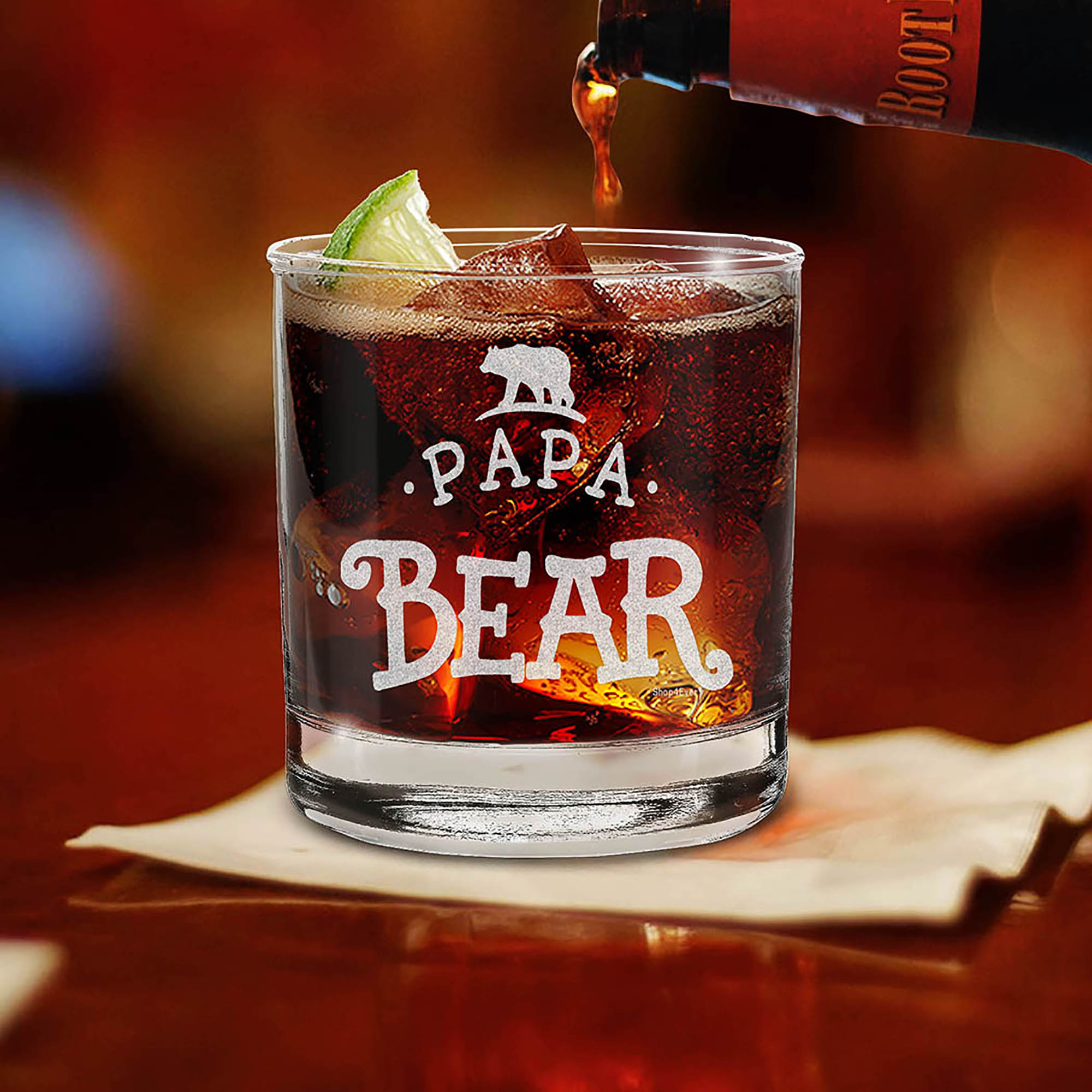 Papa Bear Engraved Whiskey Glass
