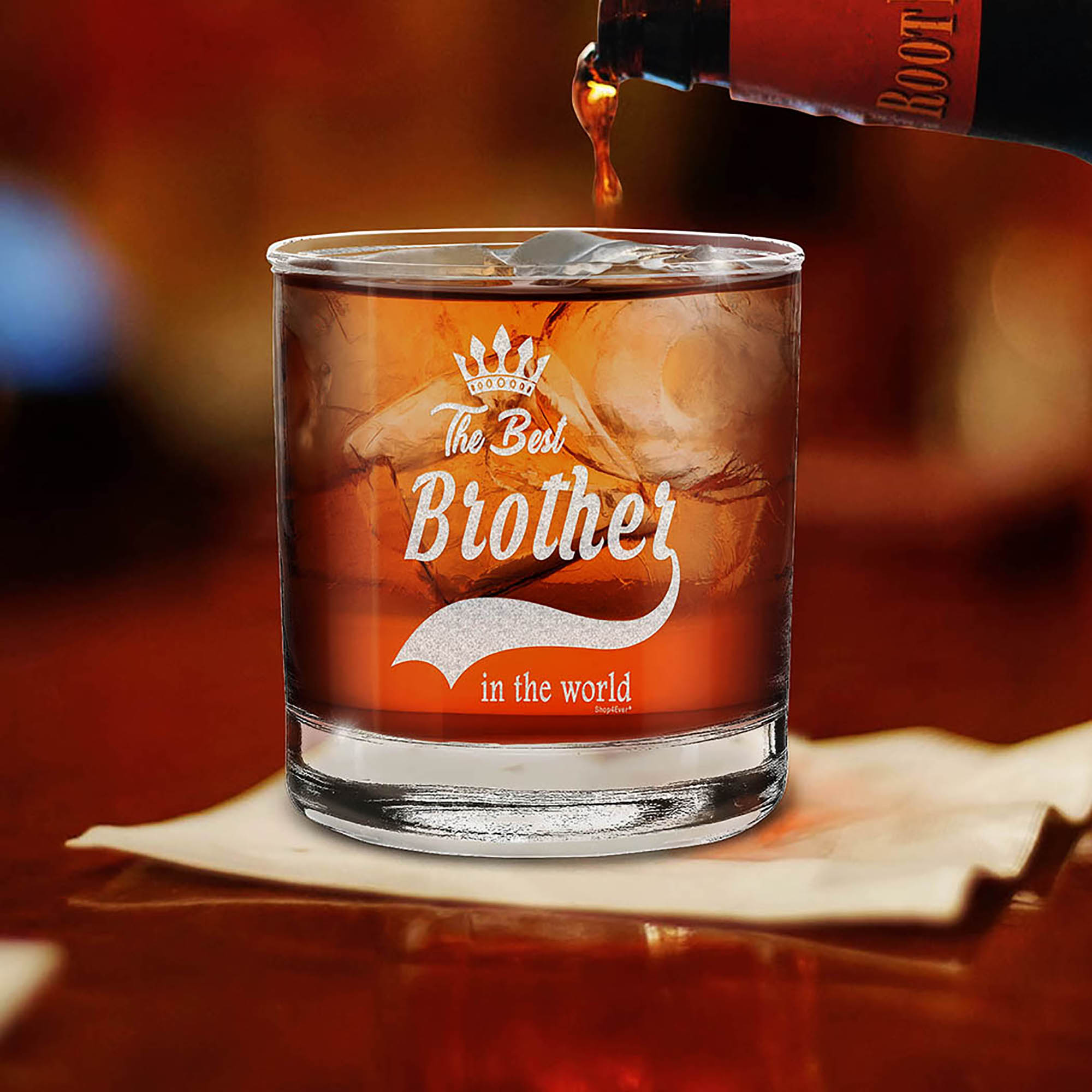 The Best Brother In The World Engraved Whiskey Glass