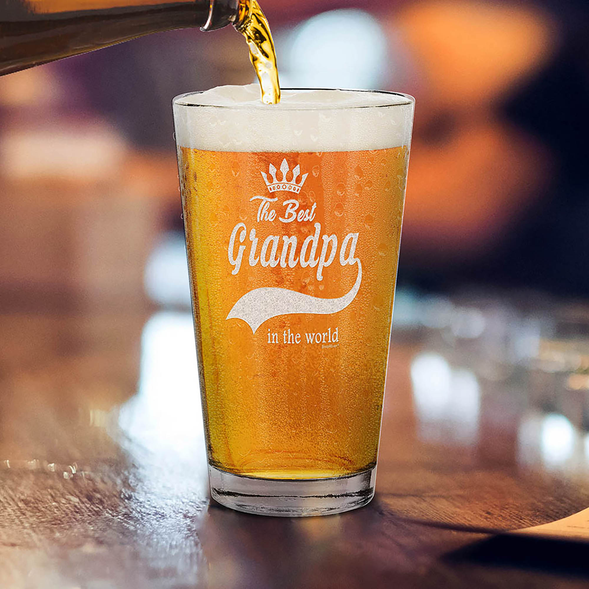 The Best Grandpa In The World Laser Engraved Beer Pint Glass Grandpa Glass