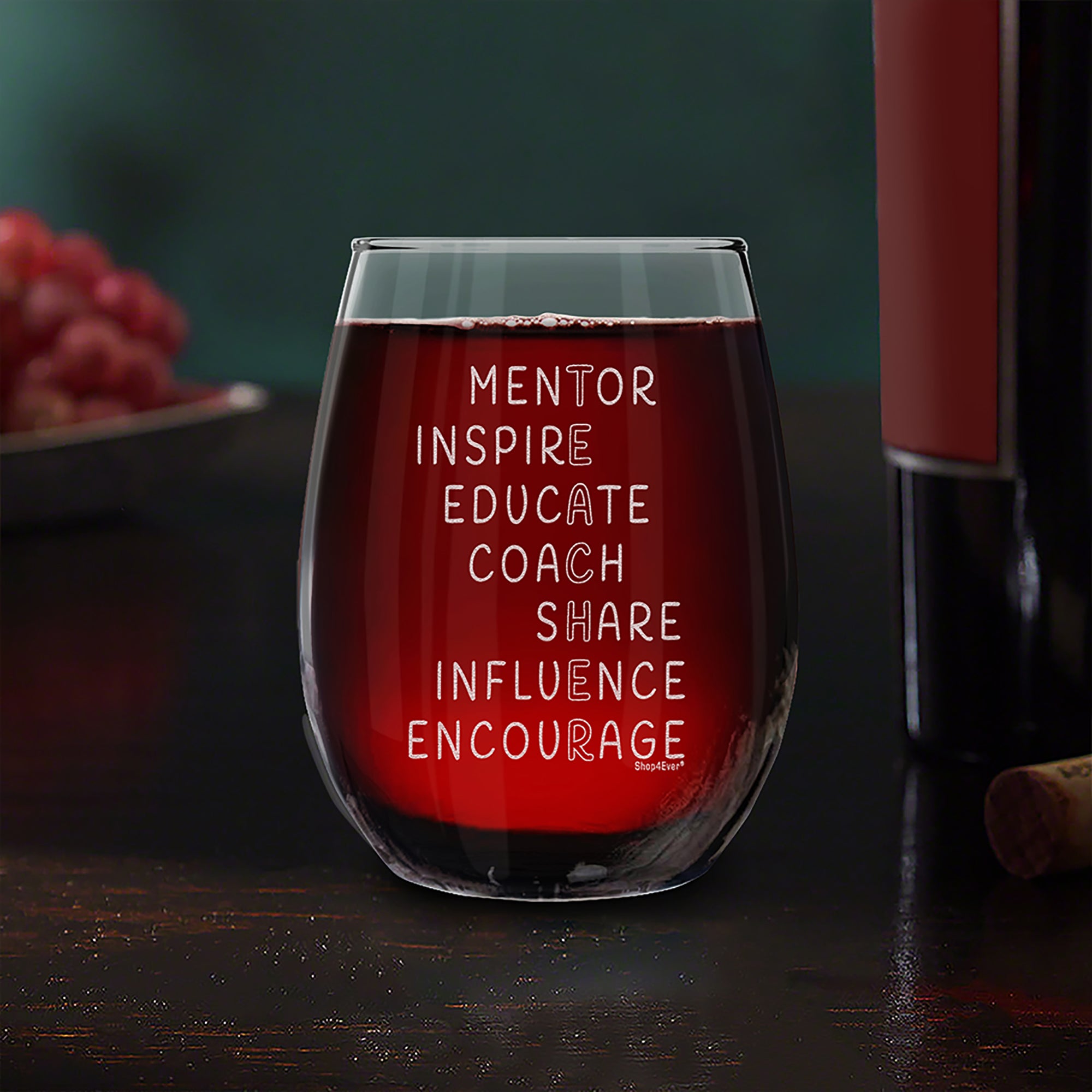 Inspirational Teacher Laser Engraved Stemless Wine Glass Gift for Teacher