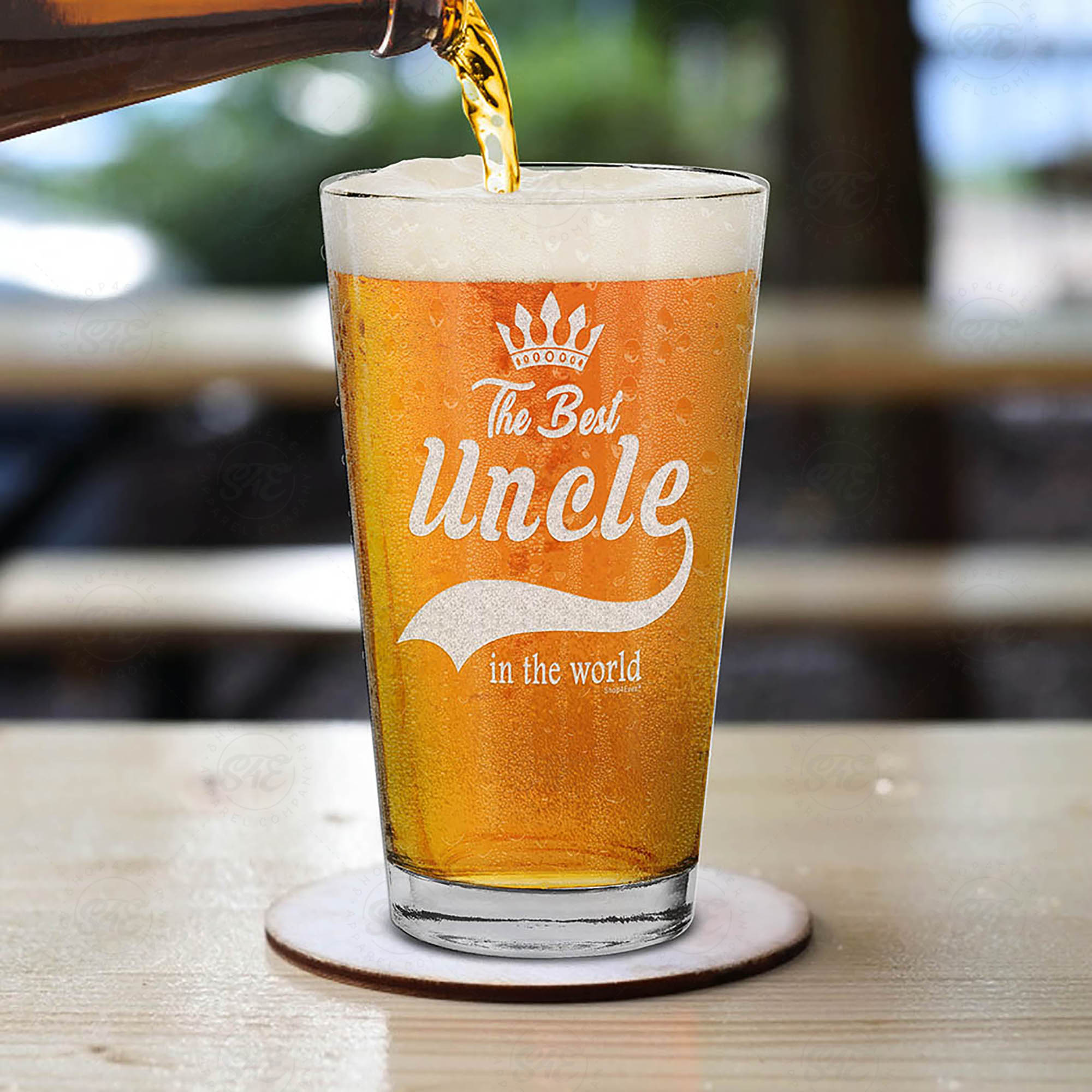 The Best Uncle In The World Laser Engraved Beer Pint Glass Promoted to Uncle