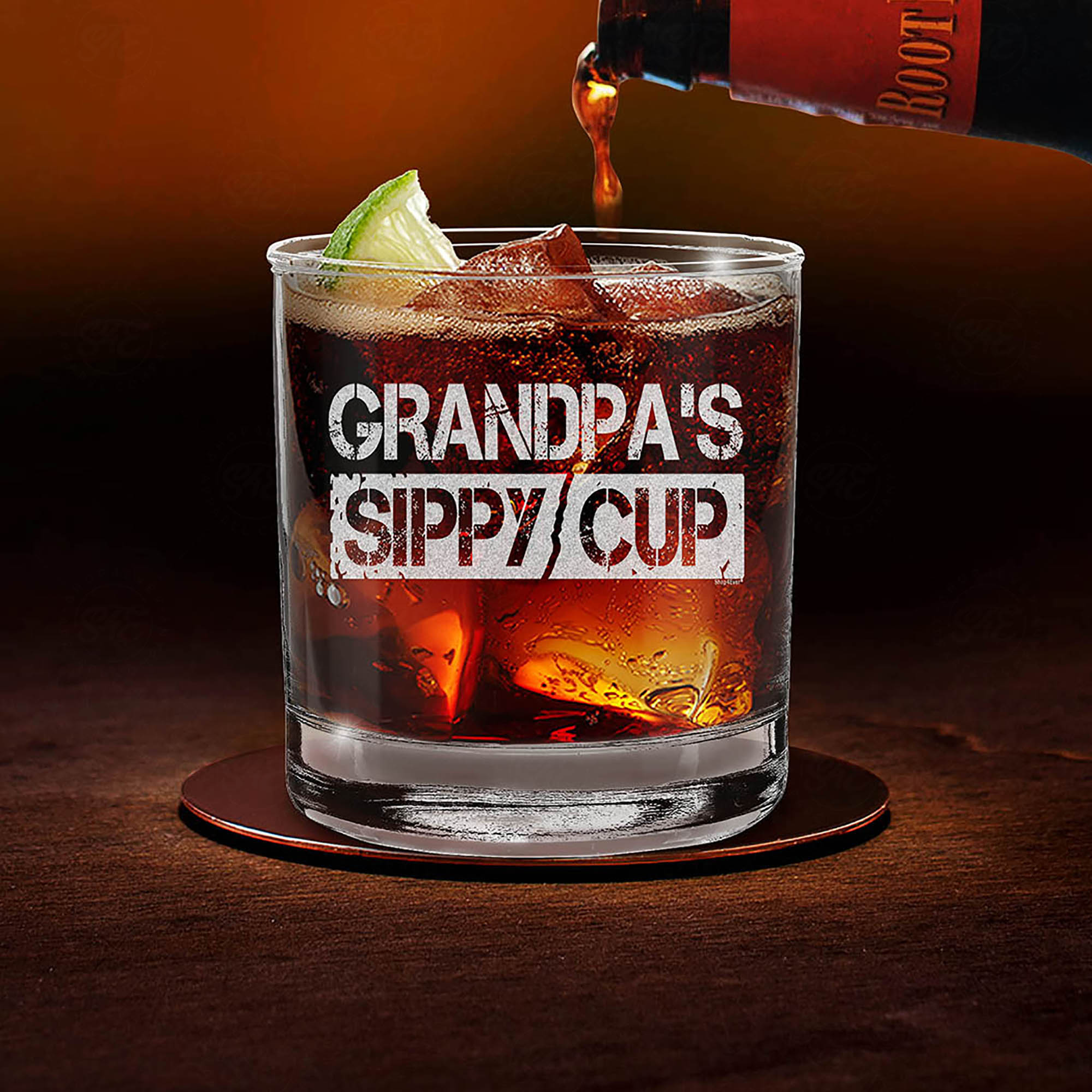 Grandpa's Sippy Cup Engraved Whiskey Glass Promoted To Grandpa New Grandpa