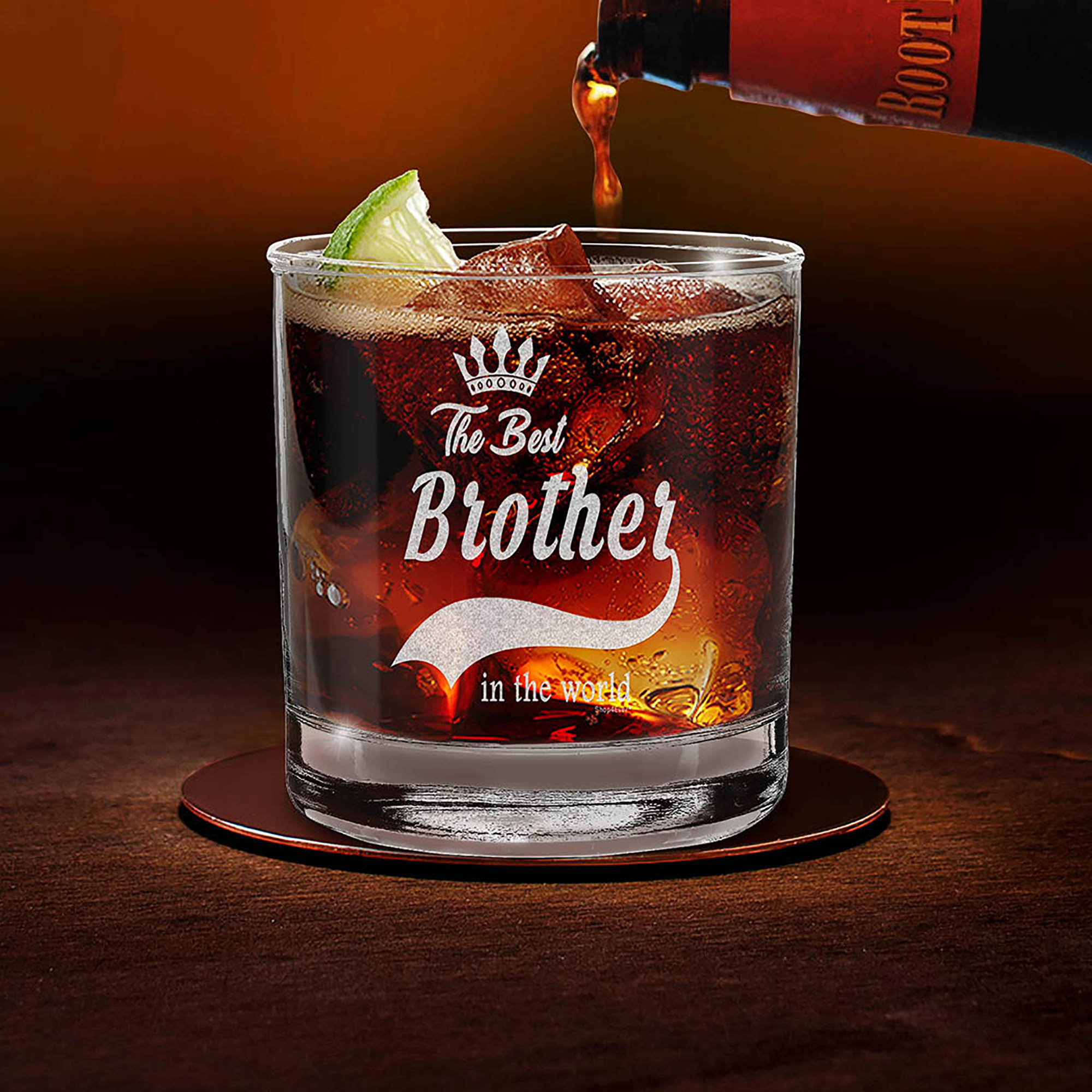 The Best Brother In The World Engraved Whiskey Glass