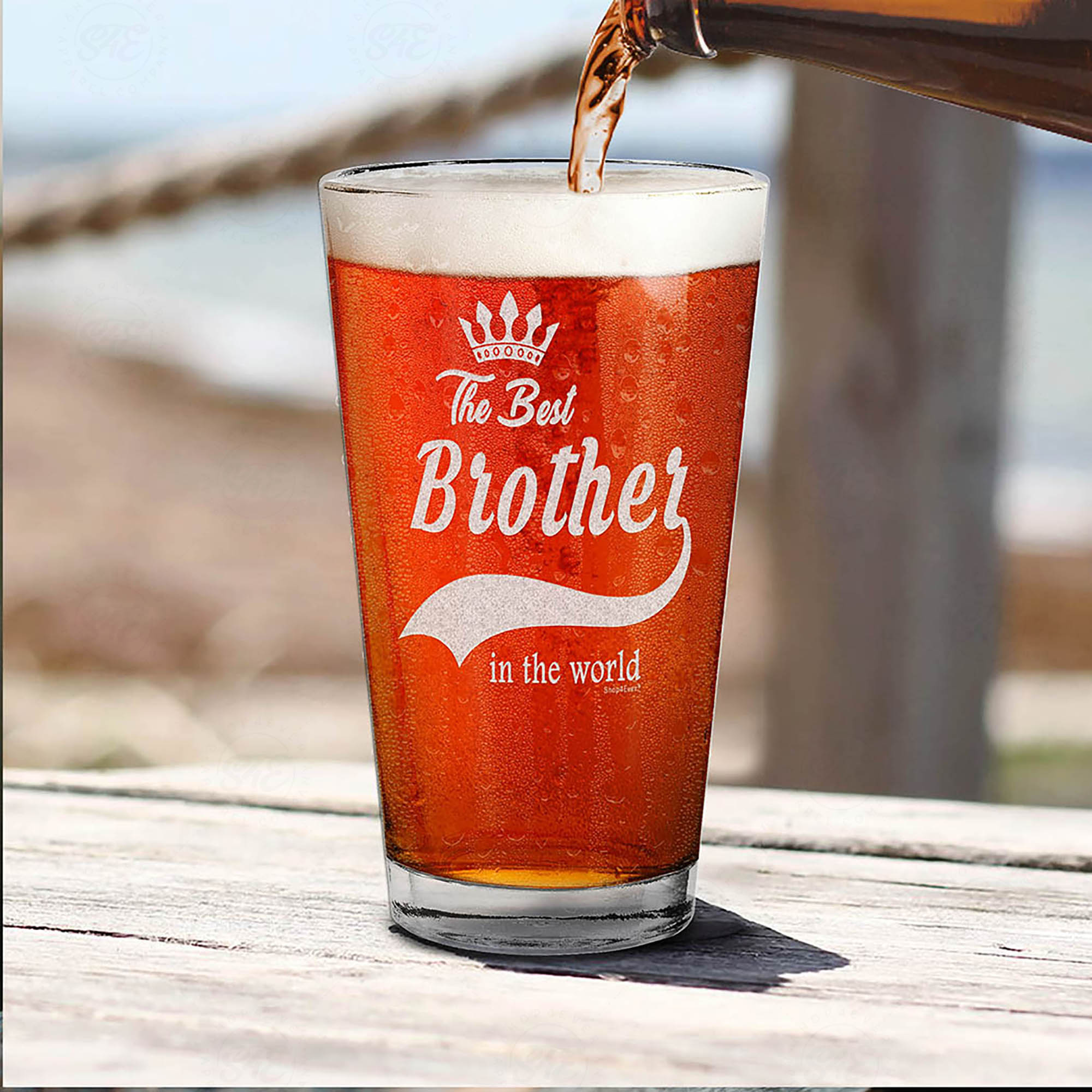 The Best Brother In The World Laser Engraved Beer Pint Glass Brother Gift from Sister Brother