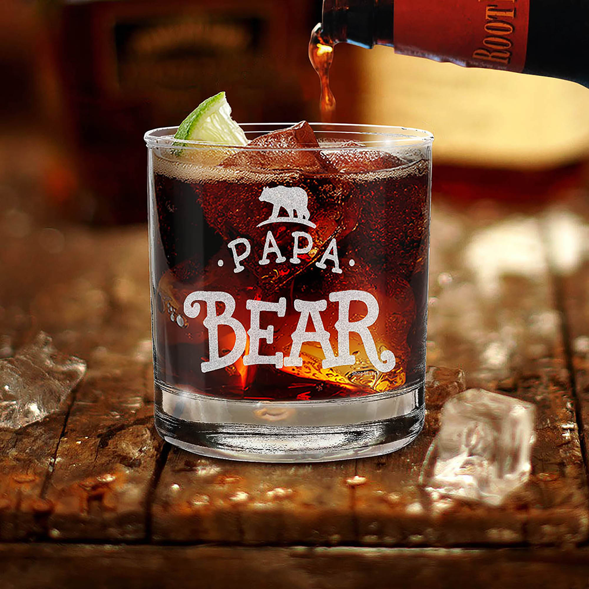 Papa Bear Engraved Whiskey Glass