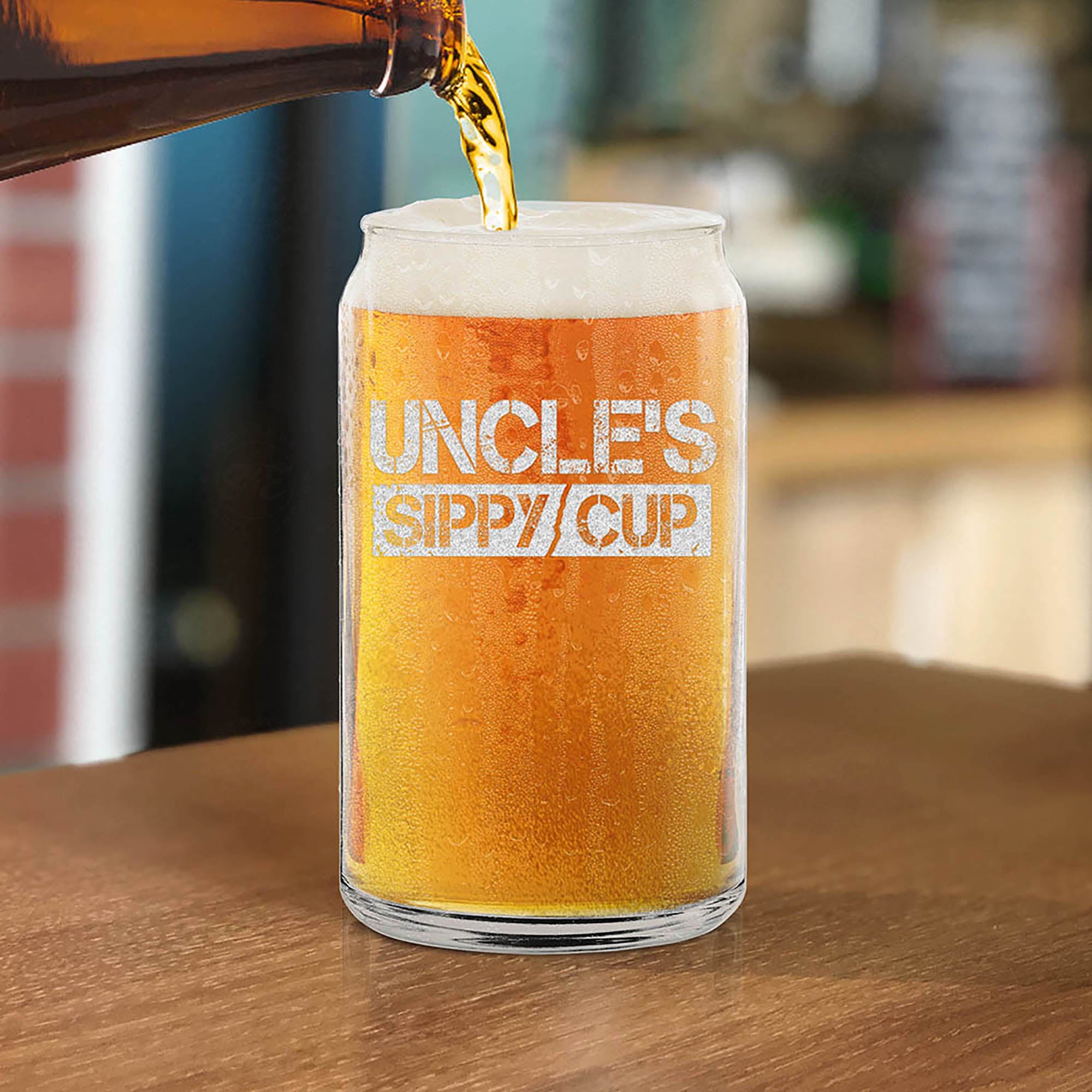 Uncle's Sippy Cup Engraved Beer Can Glass Funny New Uncle Gift Promoted To Uncle