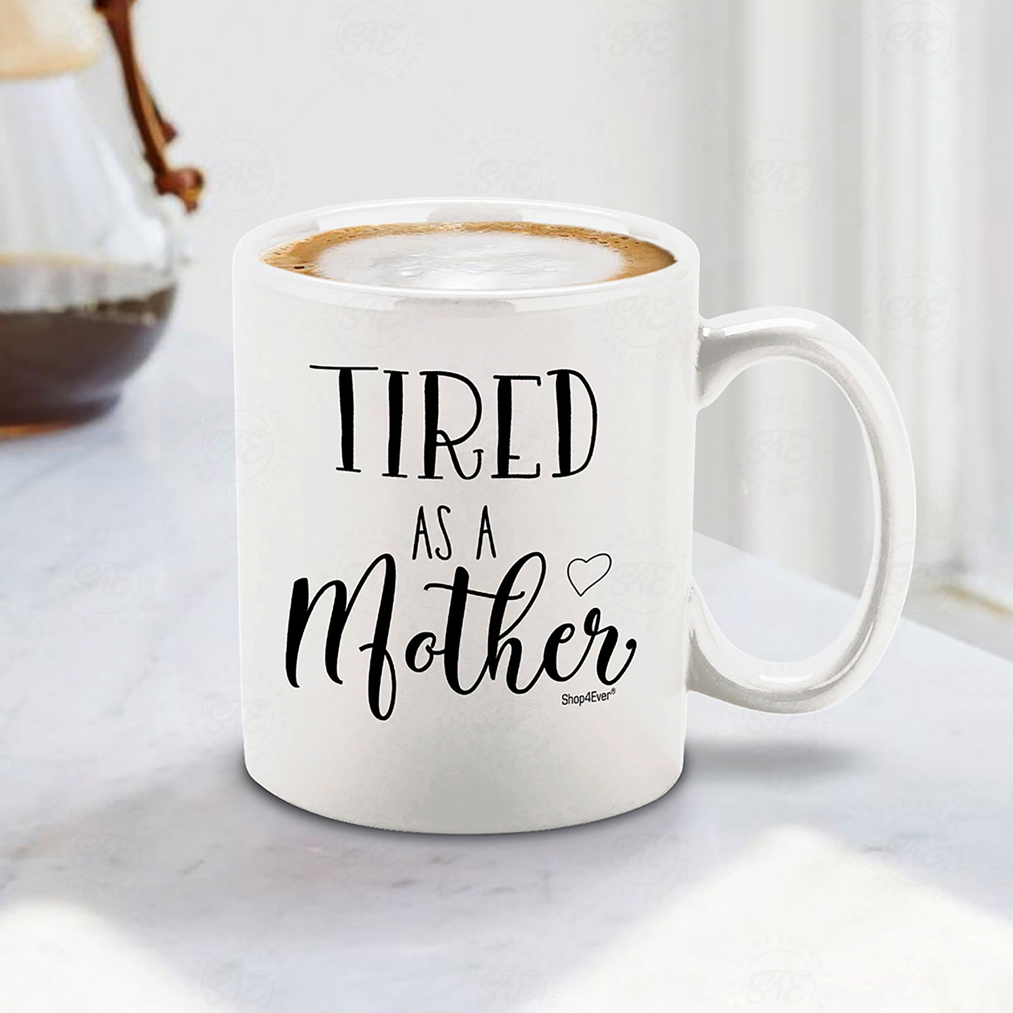 Tired As A Mother Ceramic Coffee Mug Funny New Mom Coffee Mug