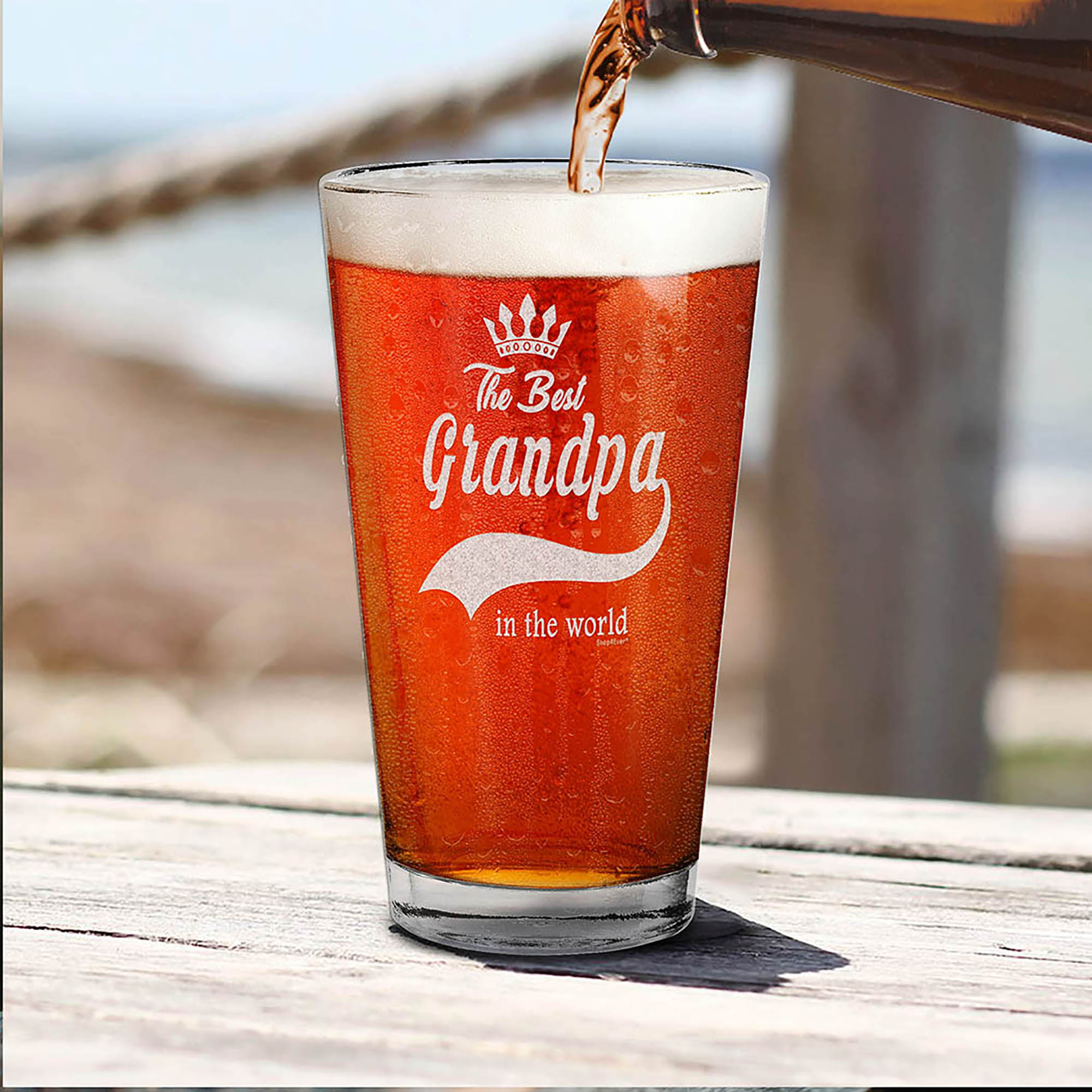 The Best Grandpa In The World Laser Engraved Beer Pint Glass Grandpa Glass