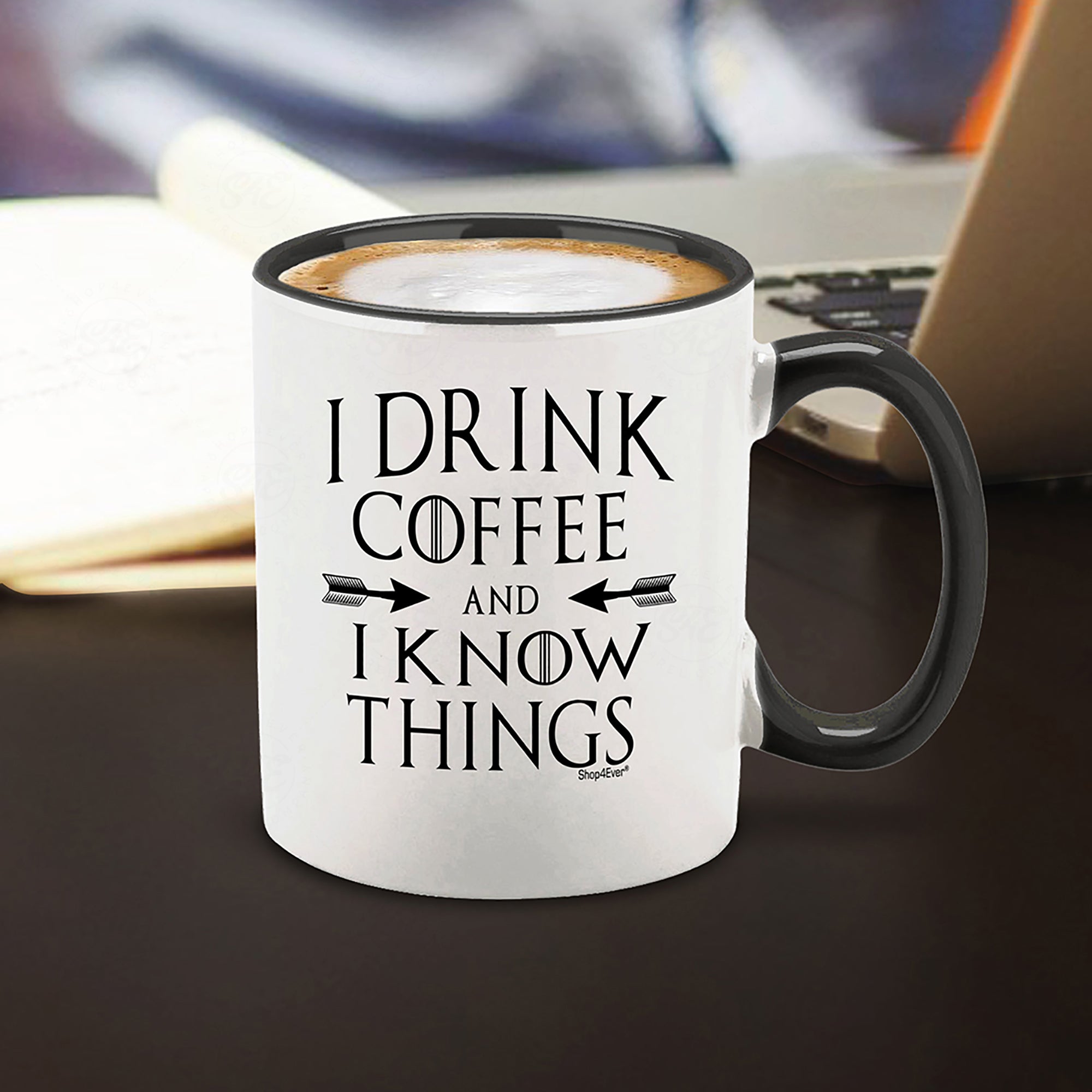 I Drink Coffee And I Know Things Black Handle Ceramic Coffee Mug Tea Cup