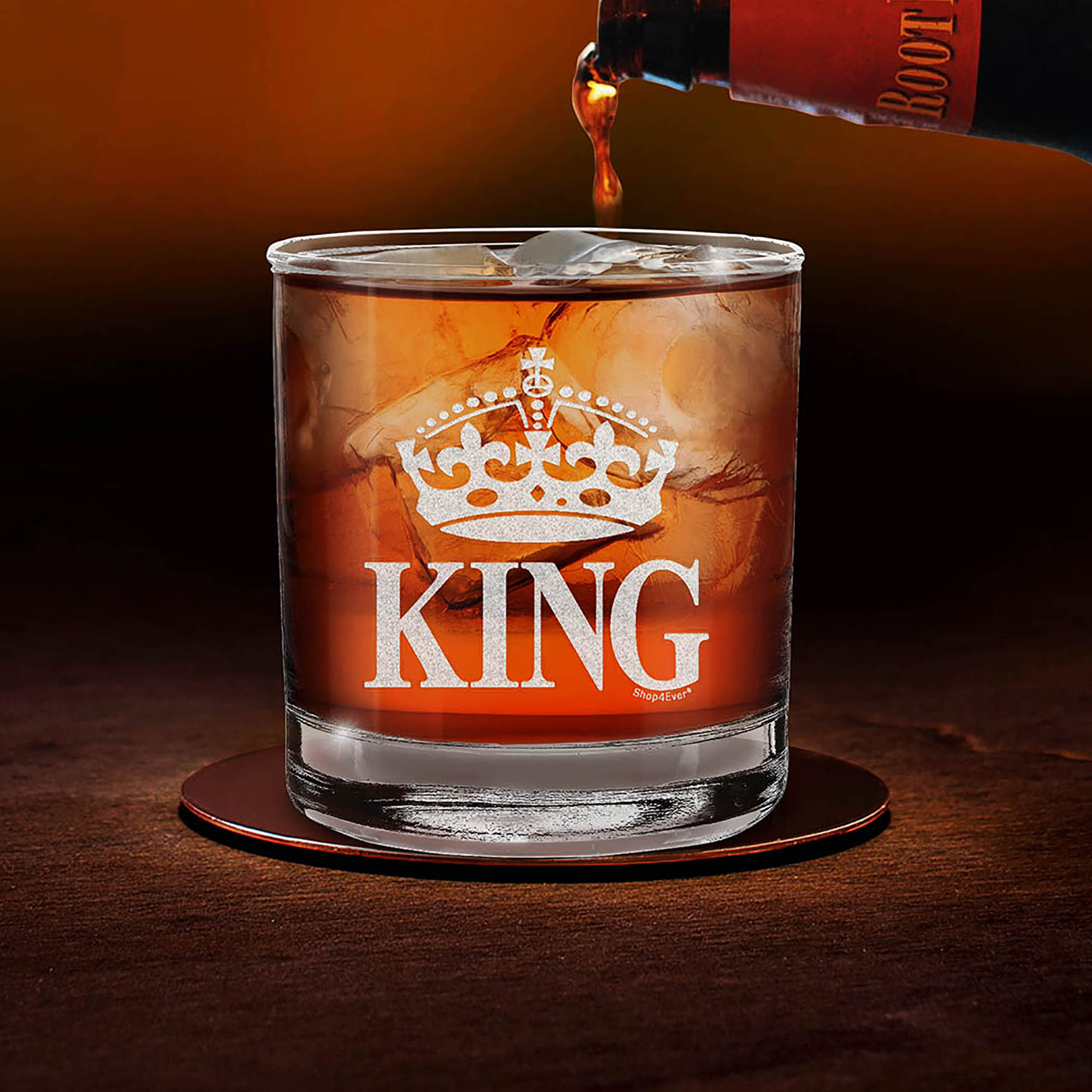 Crown King Engraved Whiskey Glass For Husband Boyfriend Dad