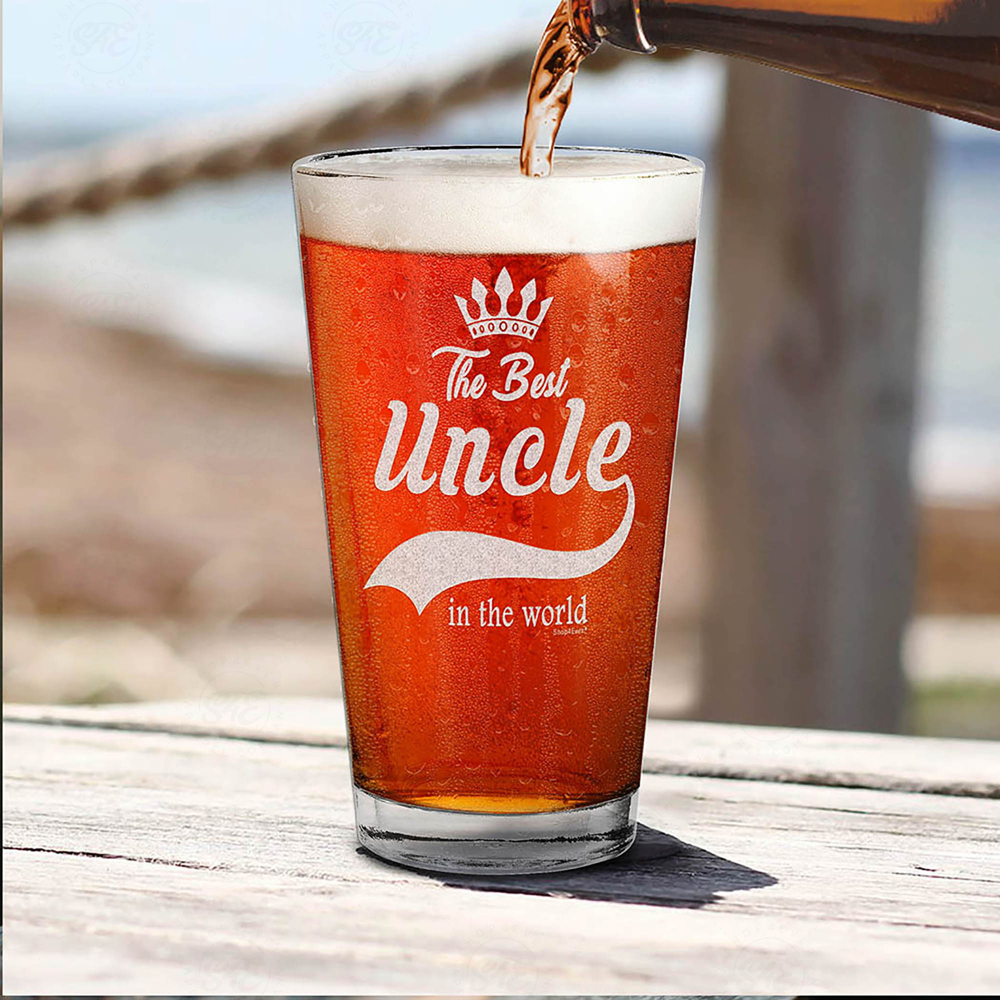The Best Uncle In The World Laser Engraved Beer Pint Glass Promoted to Uncle