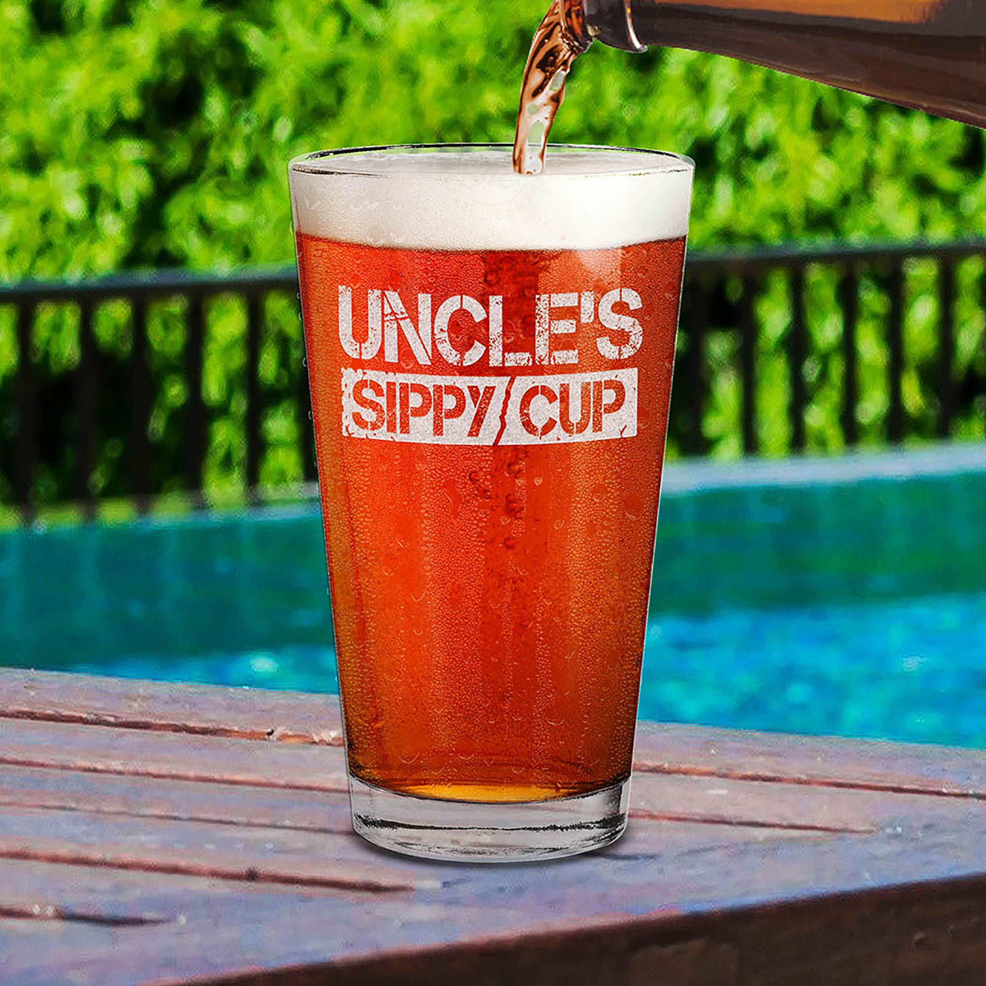 Uncle's Sippy Cup Laser Engraved Beer Pint Glass New Uncle To Be Promoted To Uncle