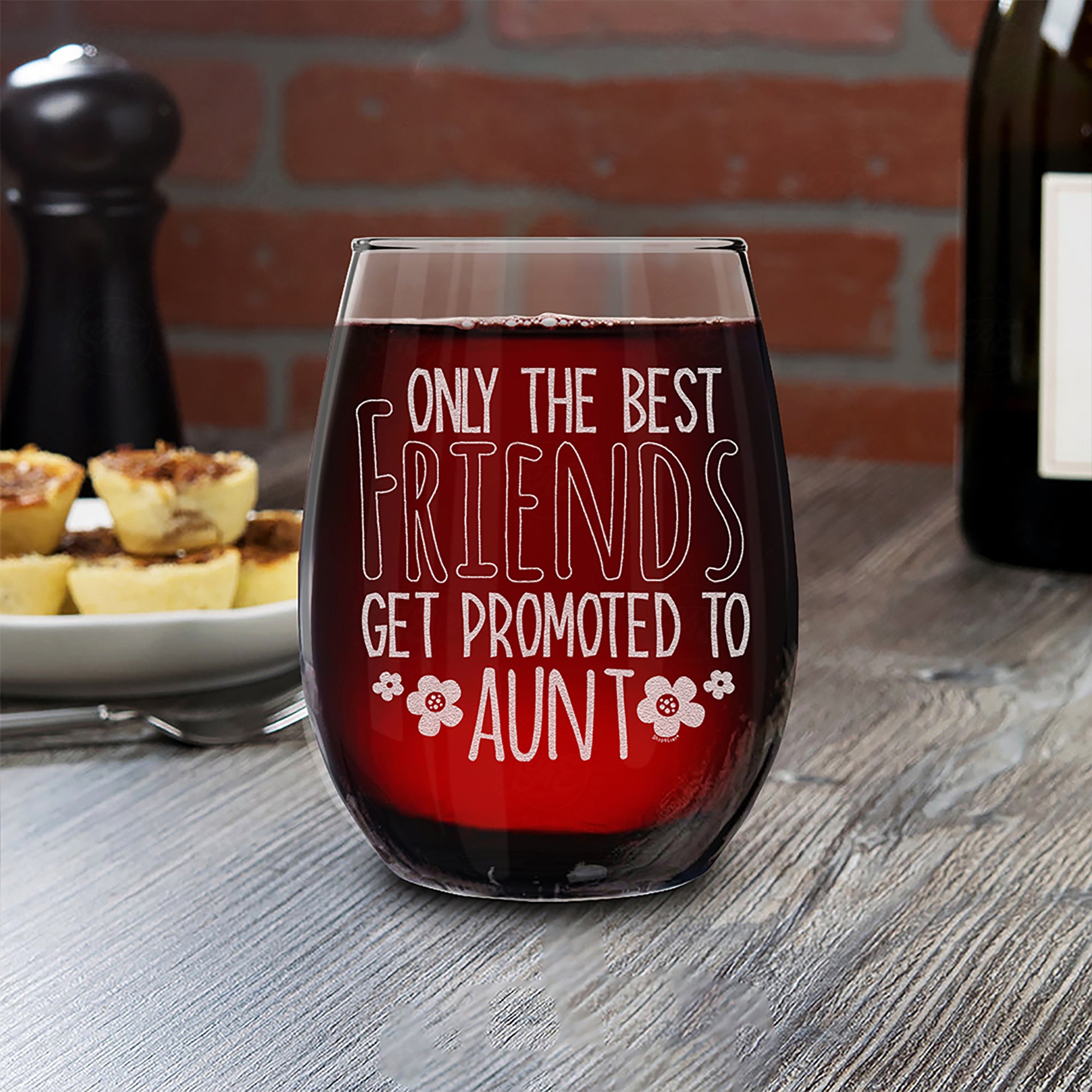 Only The Best Friends Get Promoted To Aunt Laser Engraved Stemless Wine Glass - Pregnancy Announcement