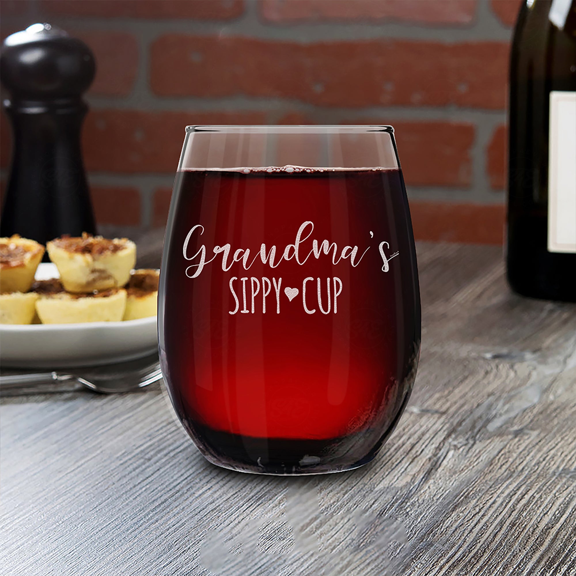 Grandma's Sippy Cup Engraved Stemless Wine Glass Mother's Day Gift for Grandma Pregnancy Announcement for New Grandma To Be
