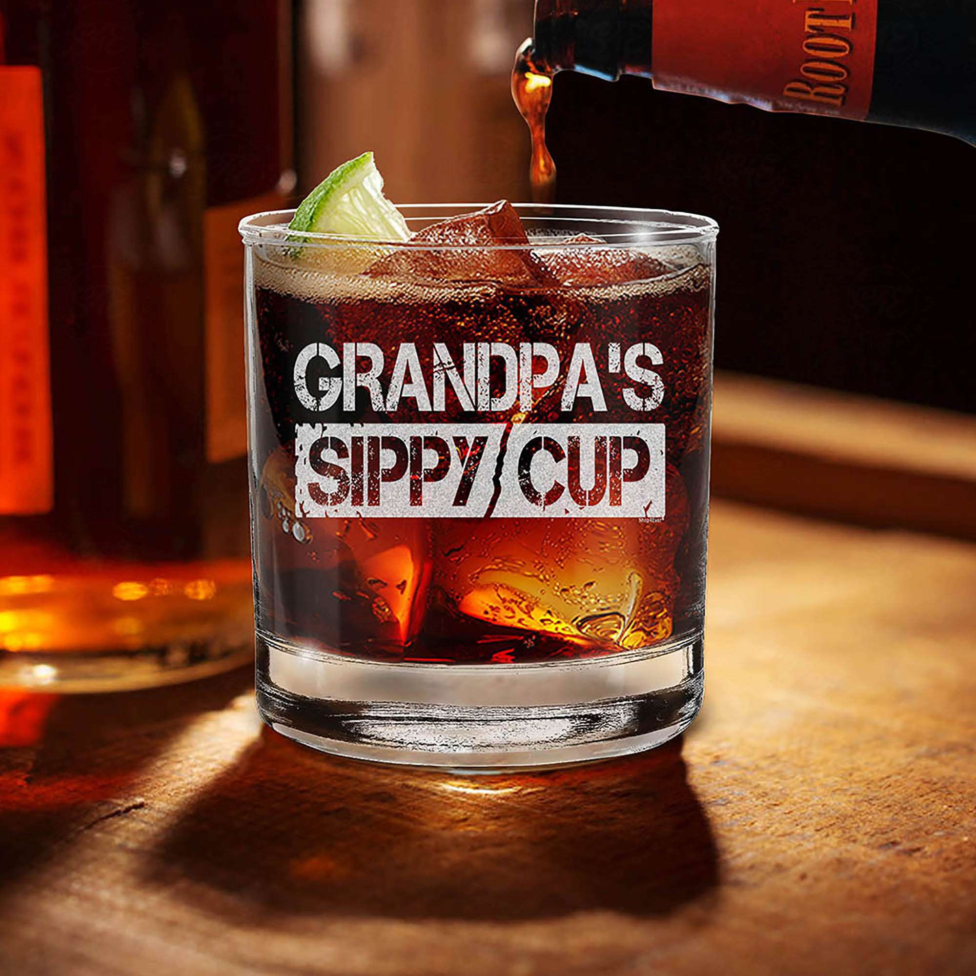 Grandpa's Sippy Cup Engraved Whiskey Glass Promoted To Grandpa New Grandpa