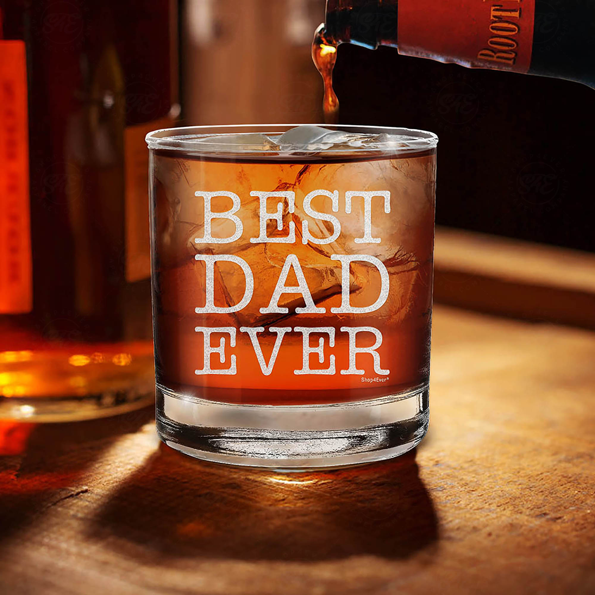 Best Dad Ever Engraved Whiskey Glass Father's Day Gift for Dad