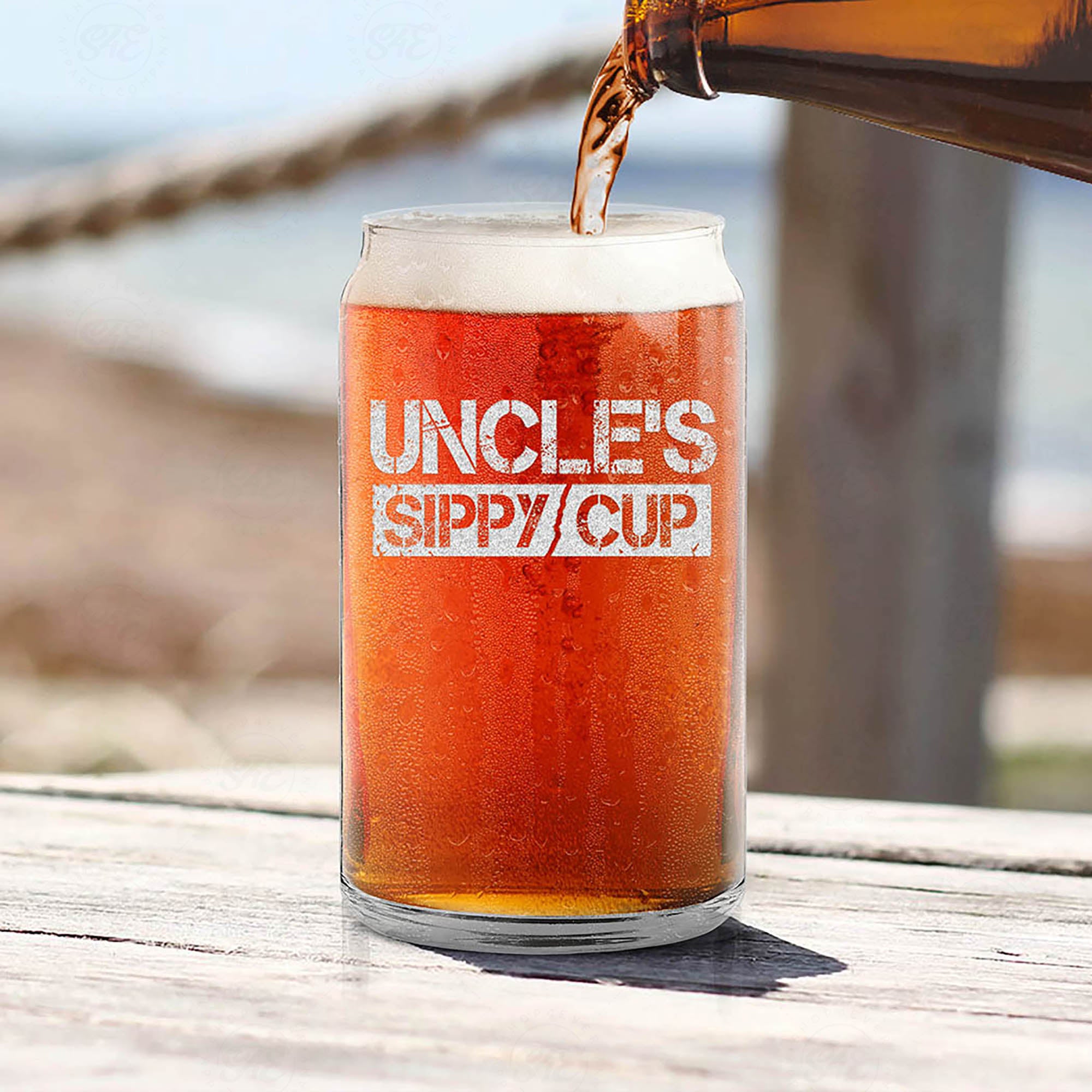 Uncle's Sippy Cup Engraved Beer Can Glass Funny New Uncle Gift Promoted To Uncle