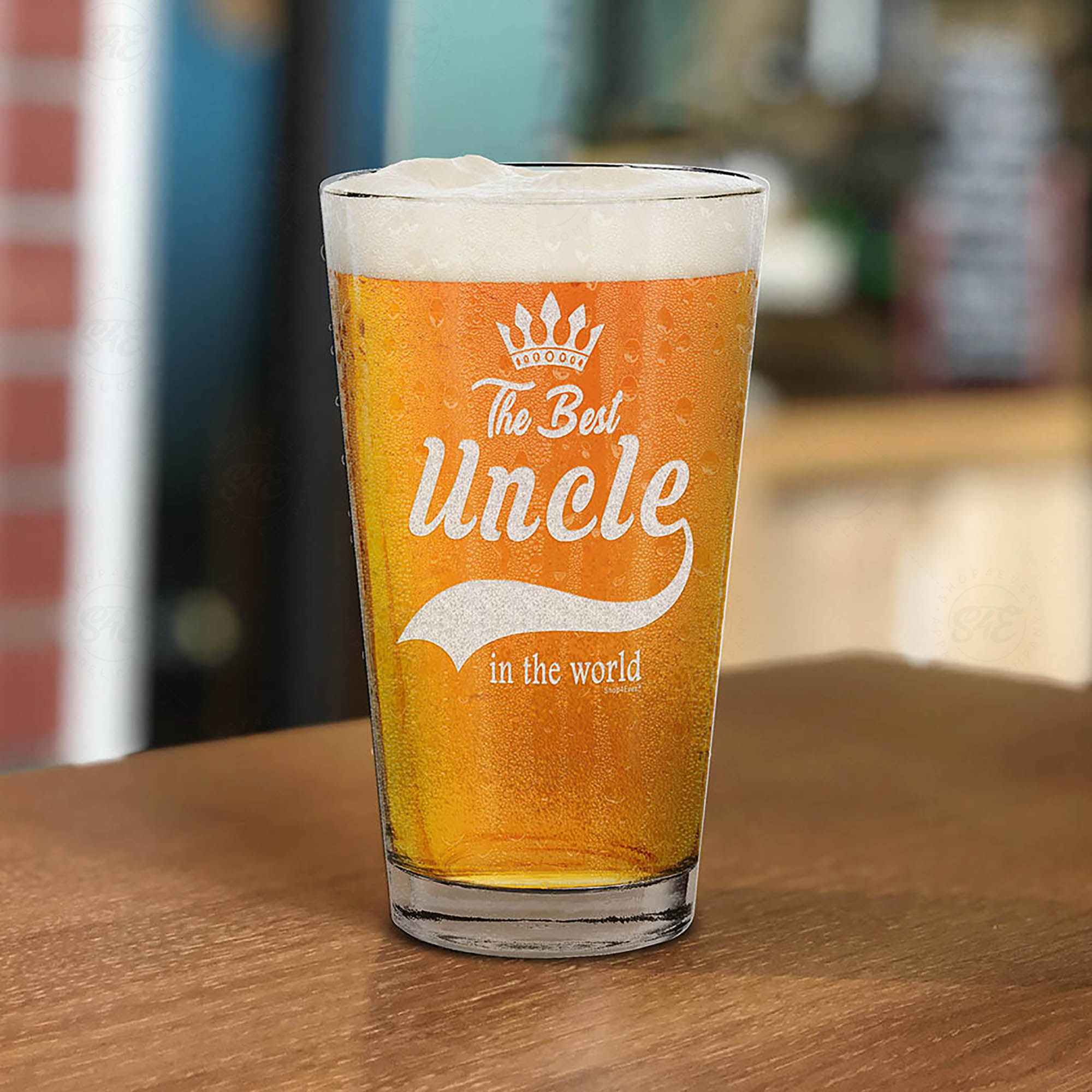 The Best Uncle In The World Laser Engraved Beer Pint Glass Promoted to Uncle