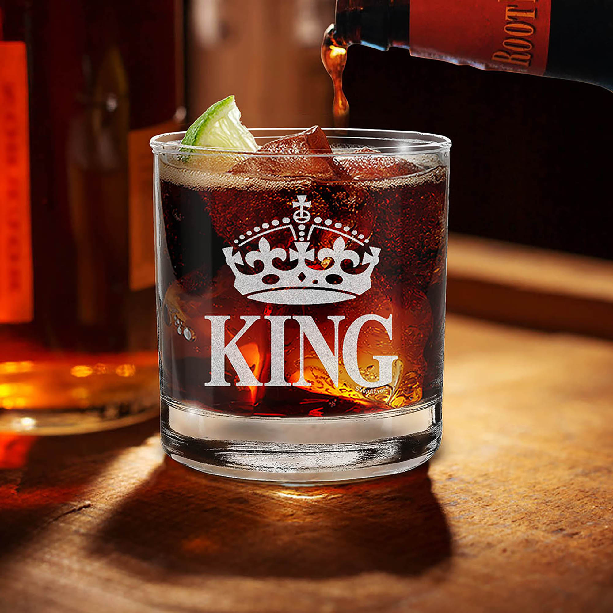 Crown King Engraved Whiskey Glass For Husband Boyfriend Dad