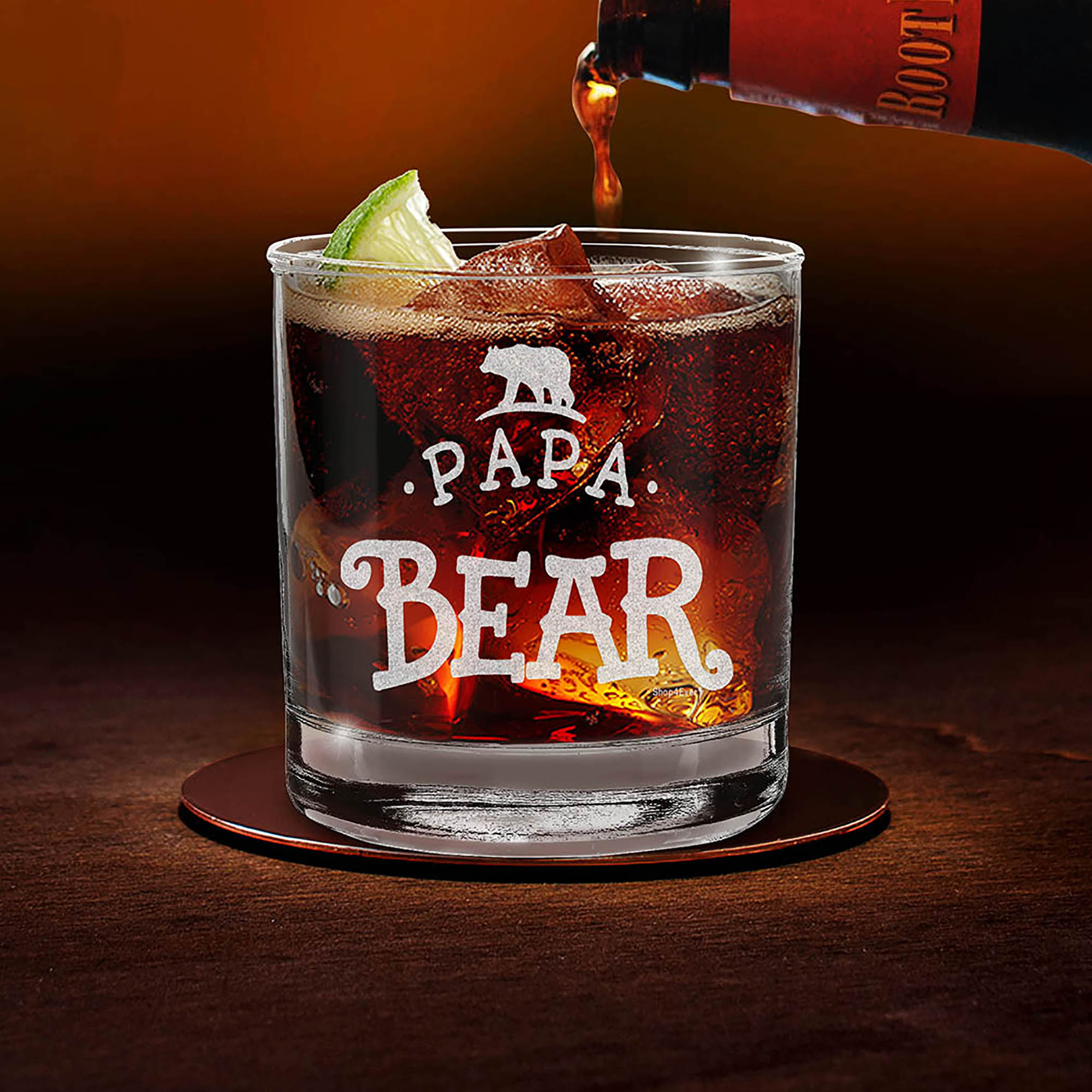 Papa Bear Engraved Whiskey Glass