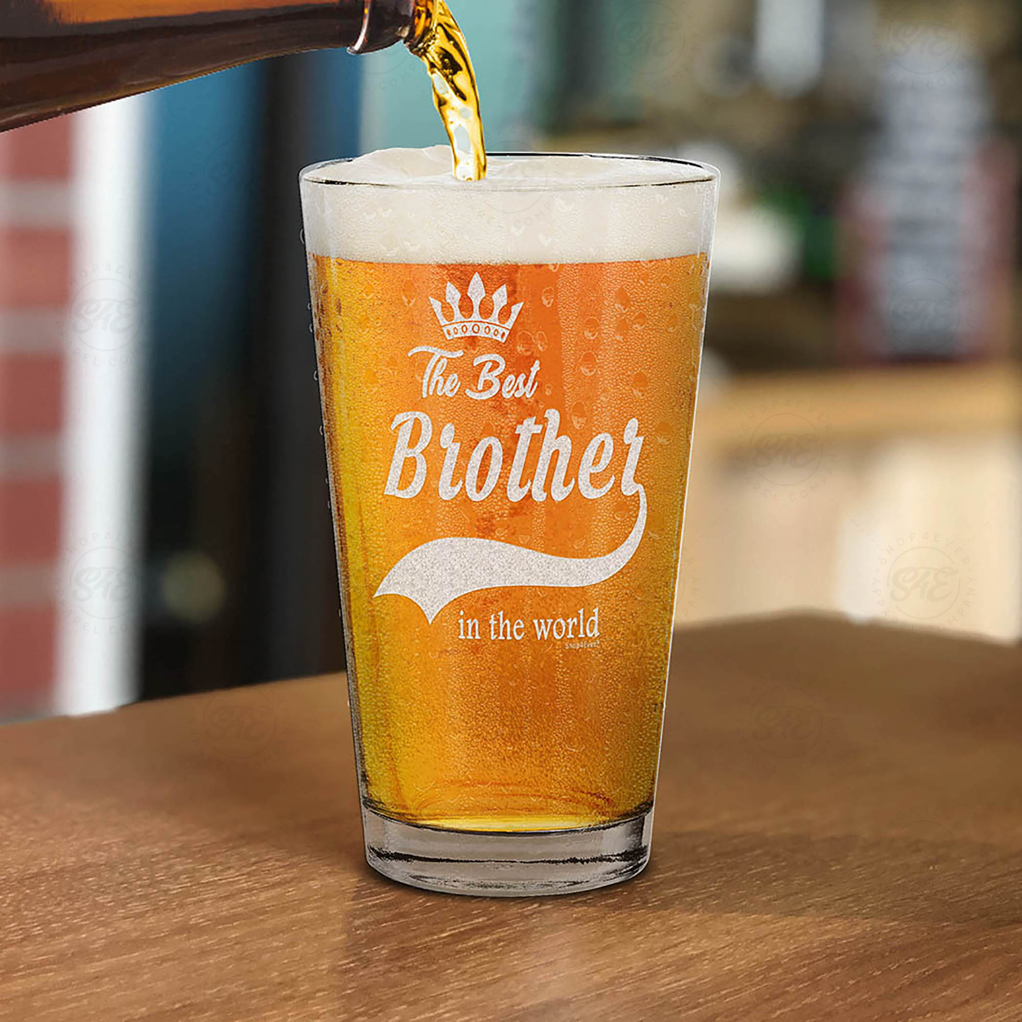 The Best Brother In The World Laser Engraved Beer Pint Glass Brother Gift from Sister Brother