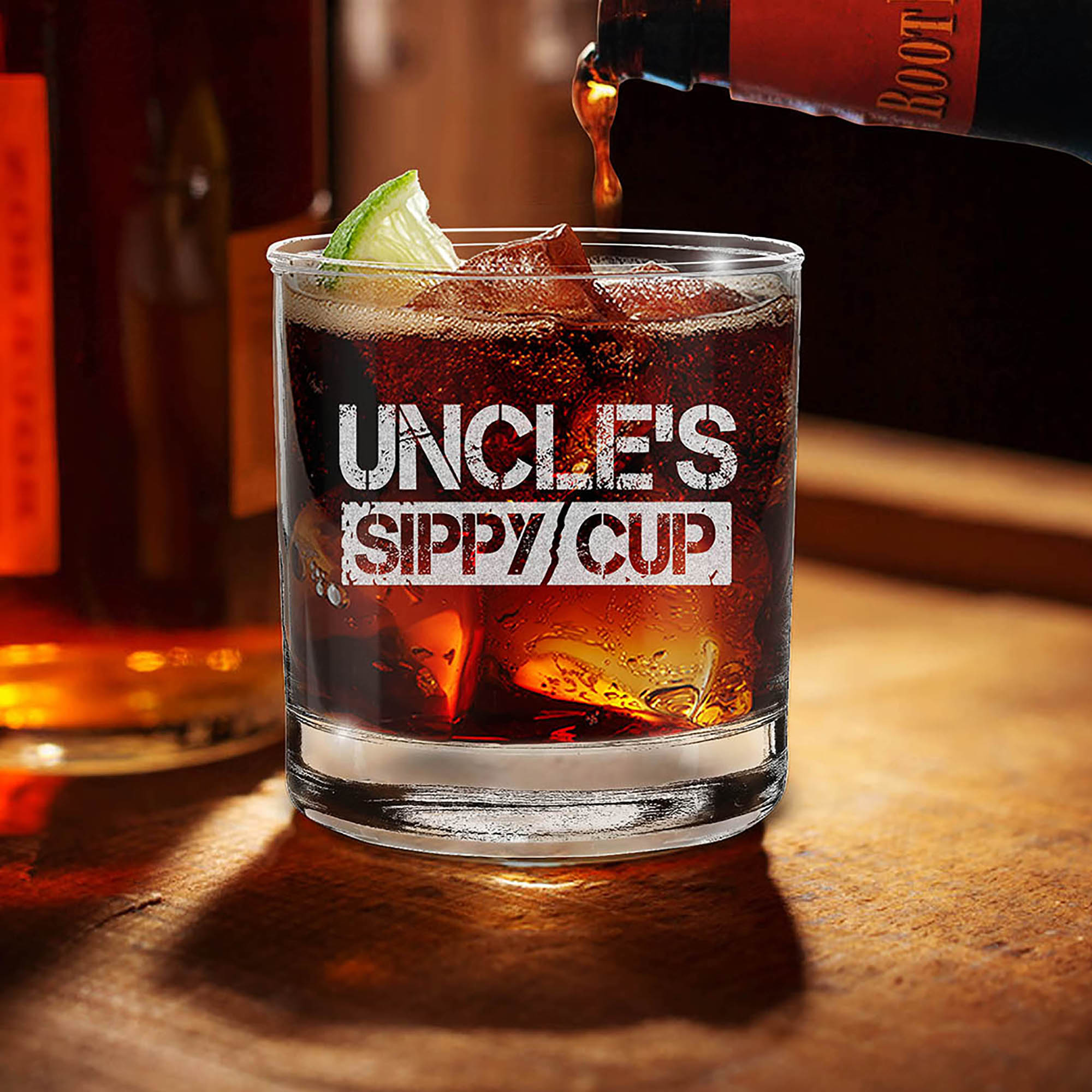 Uncle's Sippy Cup Engraved Whiskey Glass Promoted To Uncle New Uncle