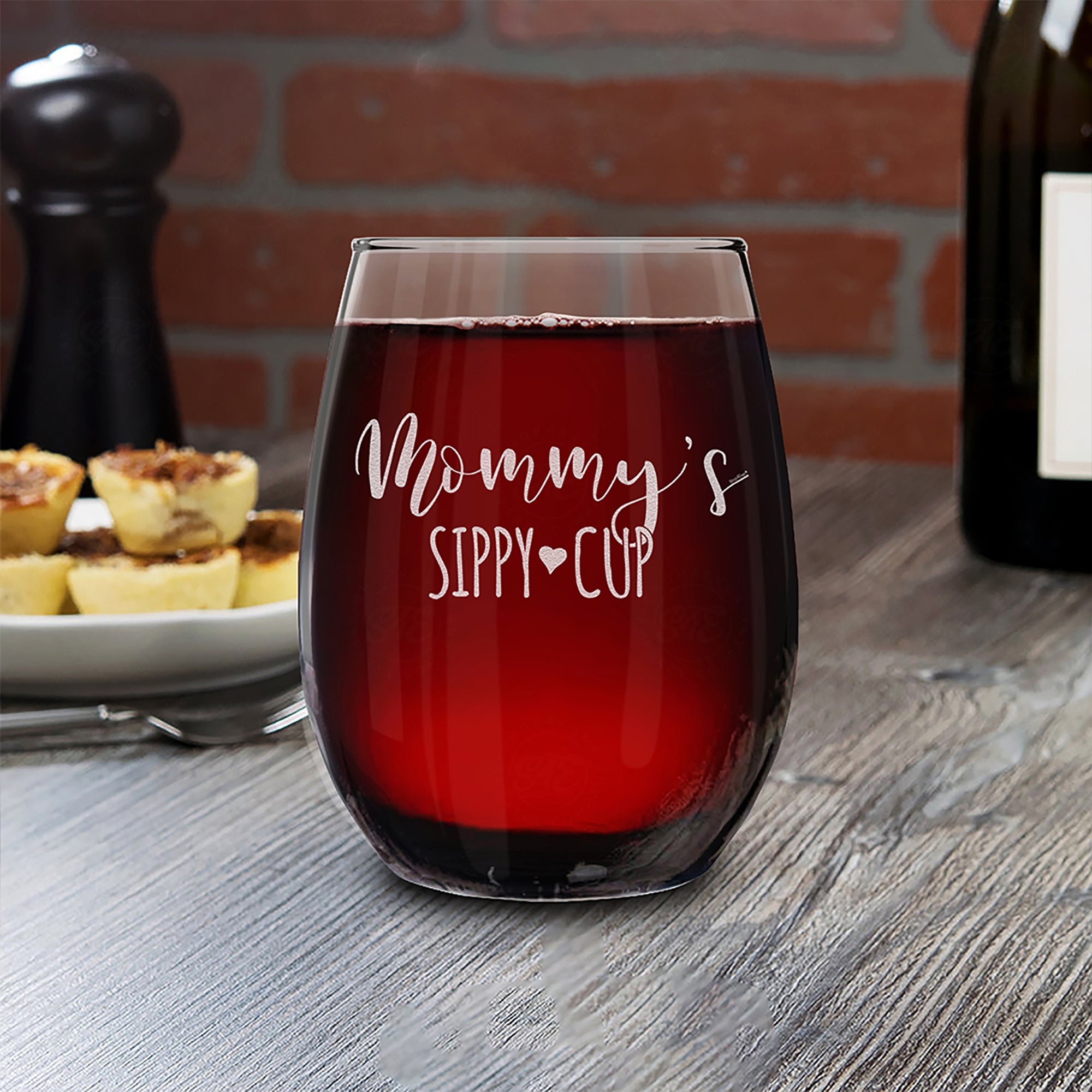 Mommy's Sippy Cup Engraved Stemless Wine Glass Funny New Mom Gift