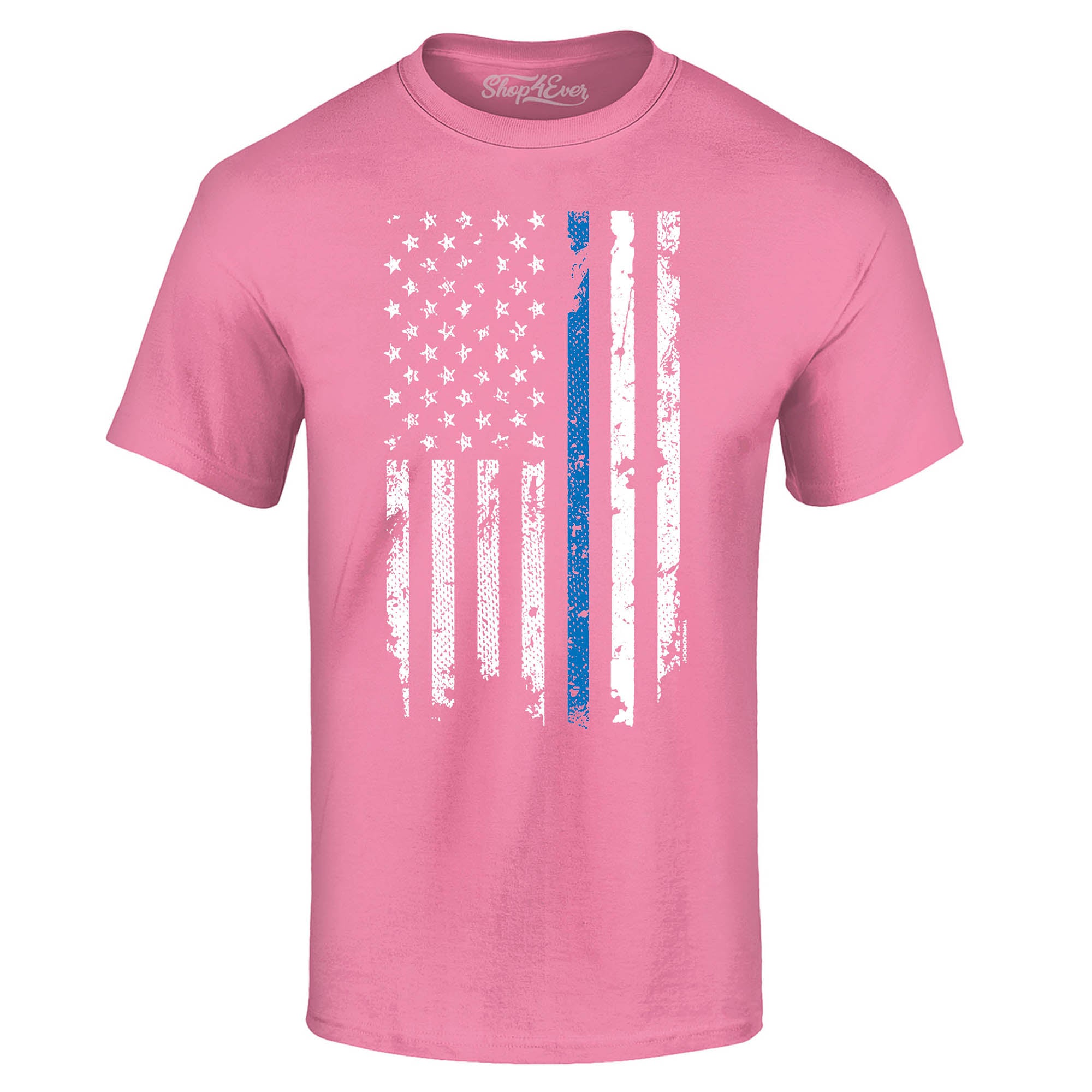 Police Officer American Flag Blue Line USA T-Shirt Law Enforcement Shirts