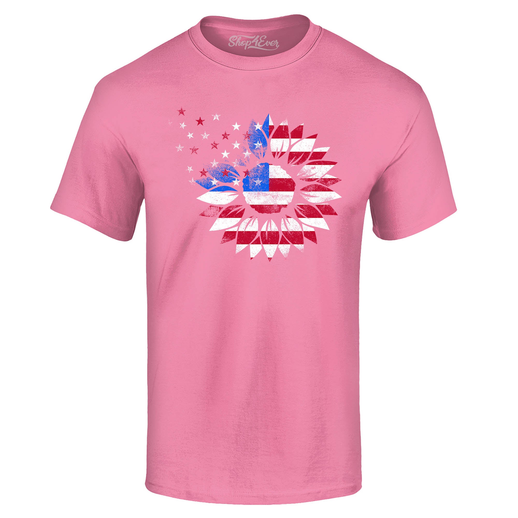 American Flag Sunflower Flower Star 4th of July T-Shirt