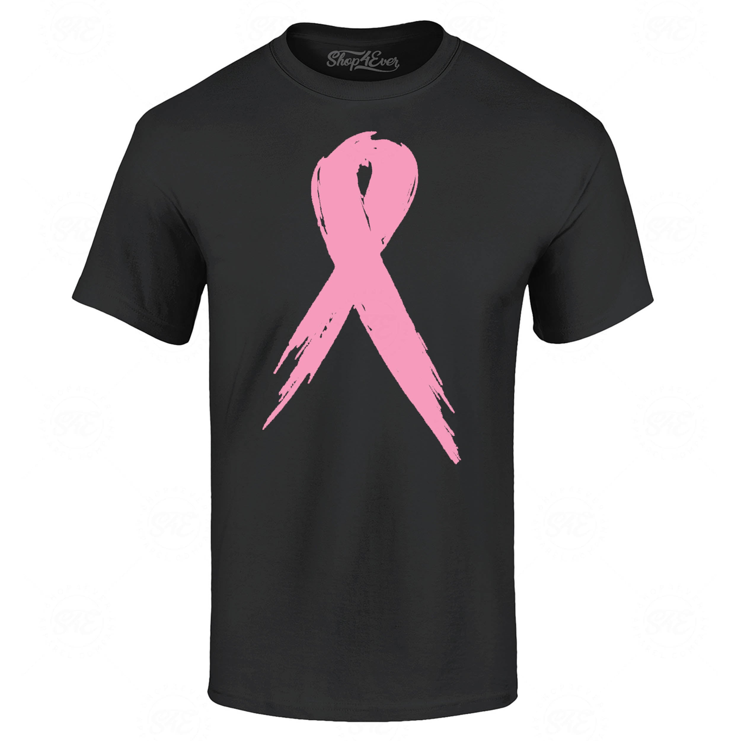 Pink Breast Cancer Ribbon Pin T-Shirt Support Awareness Tee