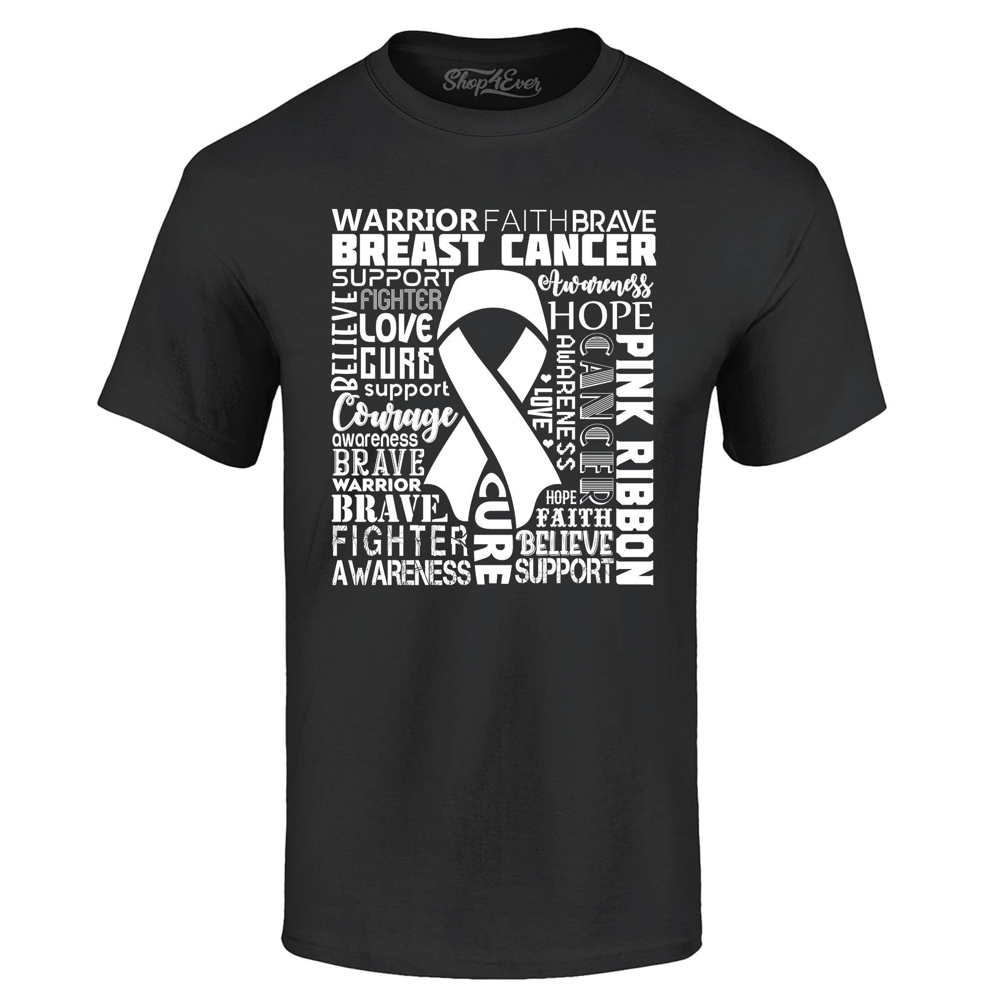 Breast Cancer Awareness White Ribbon Word Cloud T-Shirt