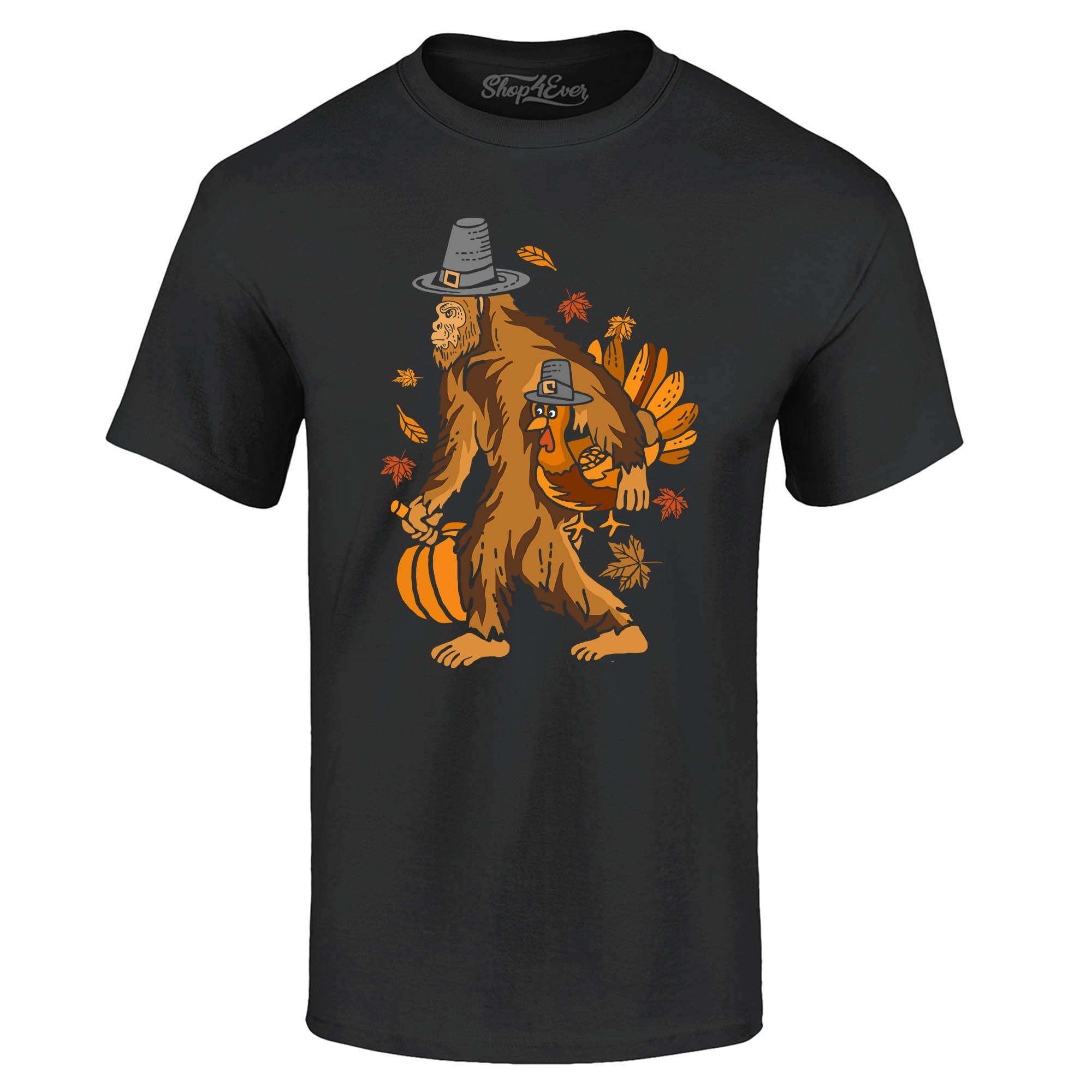 Bigfoot Pilgrim Turkey Pumpkin Thanksgiving Sasquatch T-Shirt