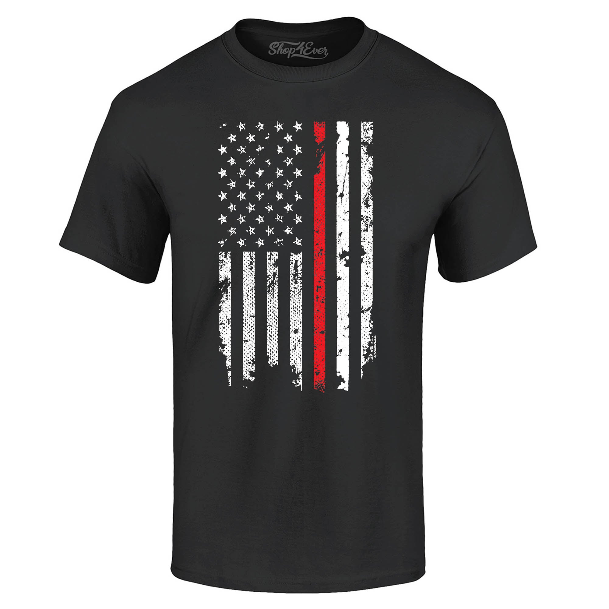 Firefighter American Flag Red Line Stripe USA T-Shirt 4th of July Shirts