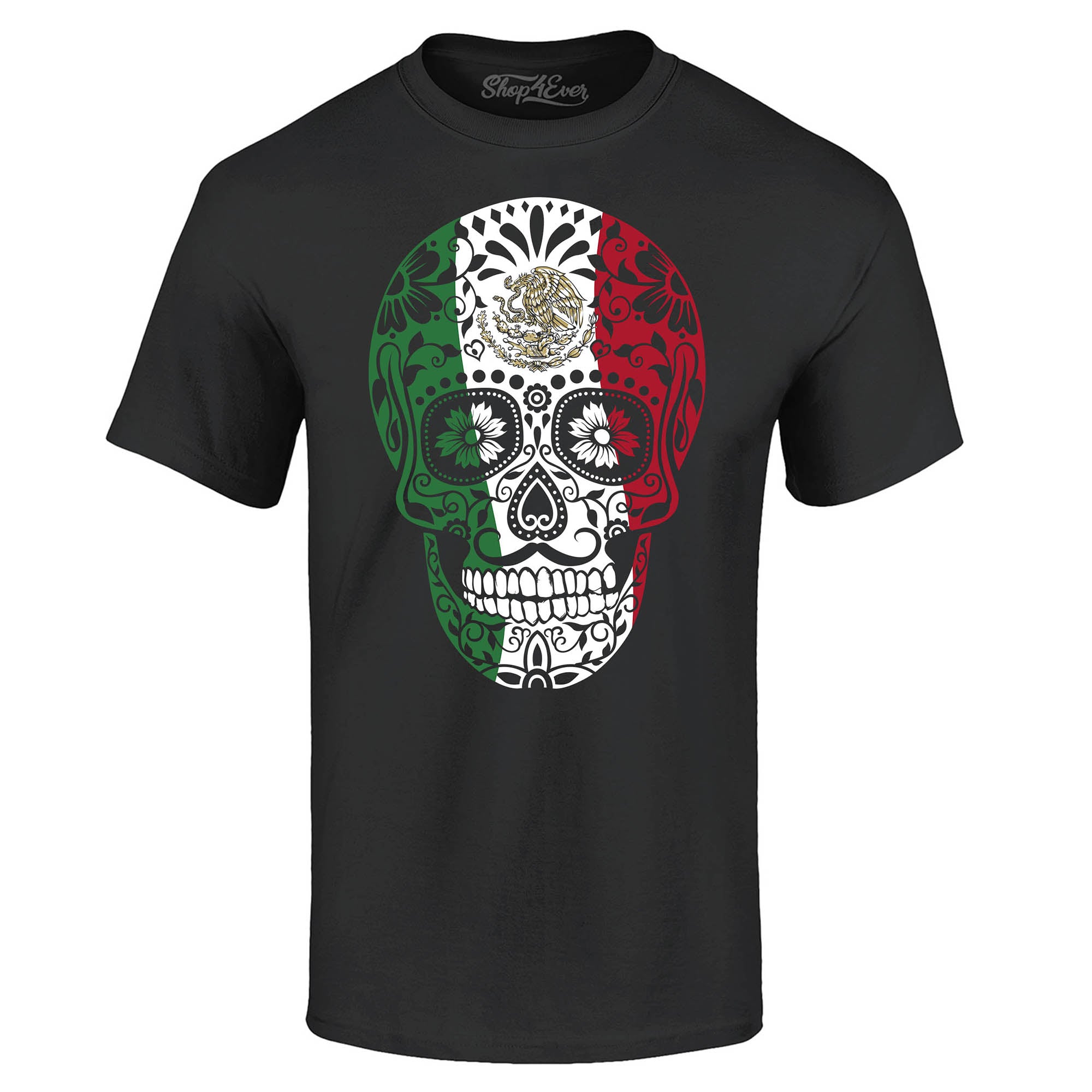 Mexican Flag Day of The Dead Skull T-Shirt