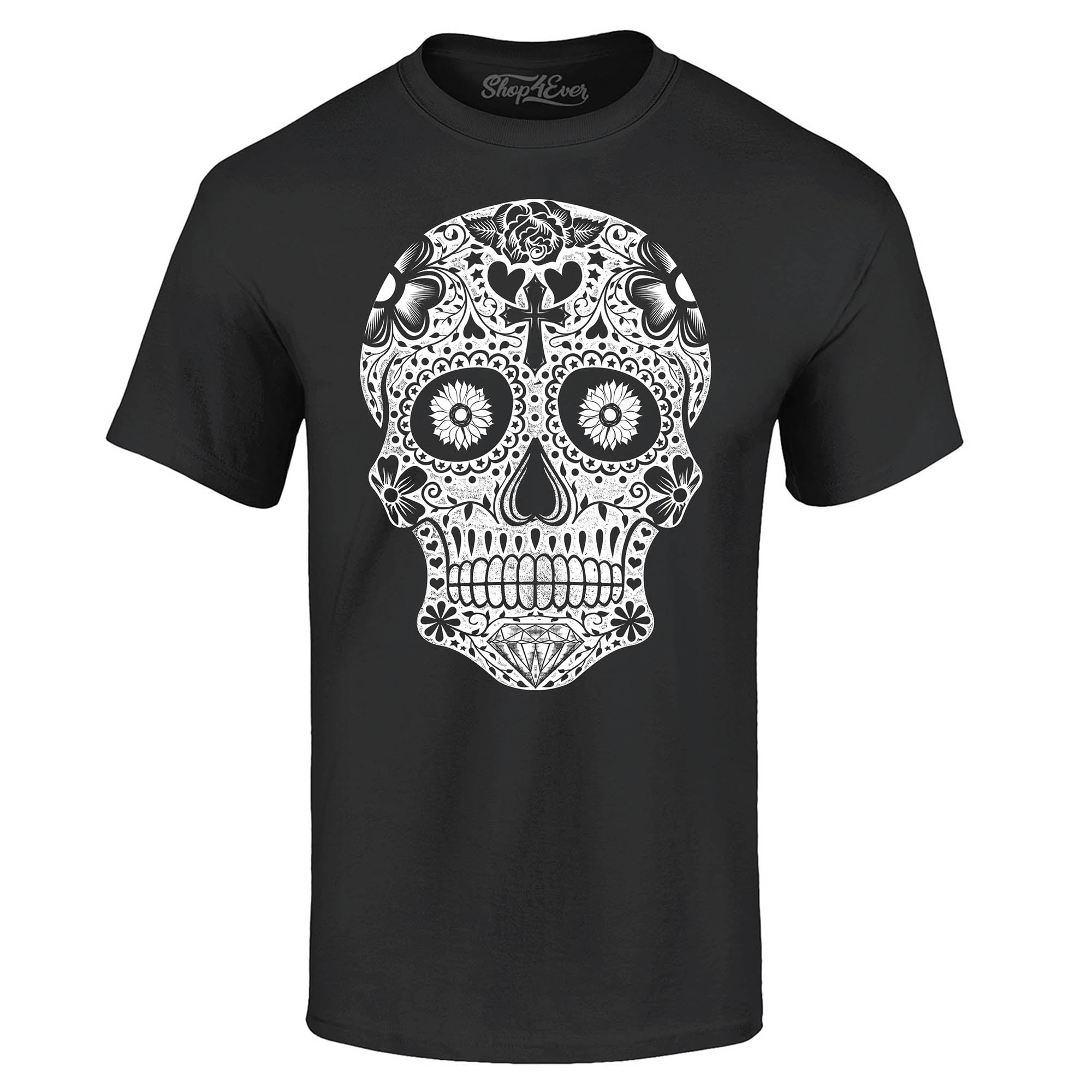 Day of The Dead White Skull T-Shirt