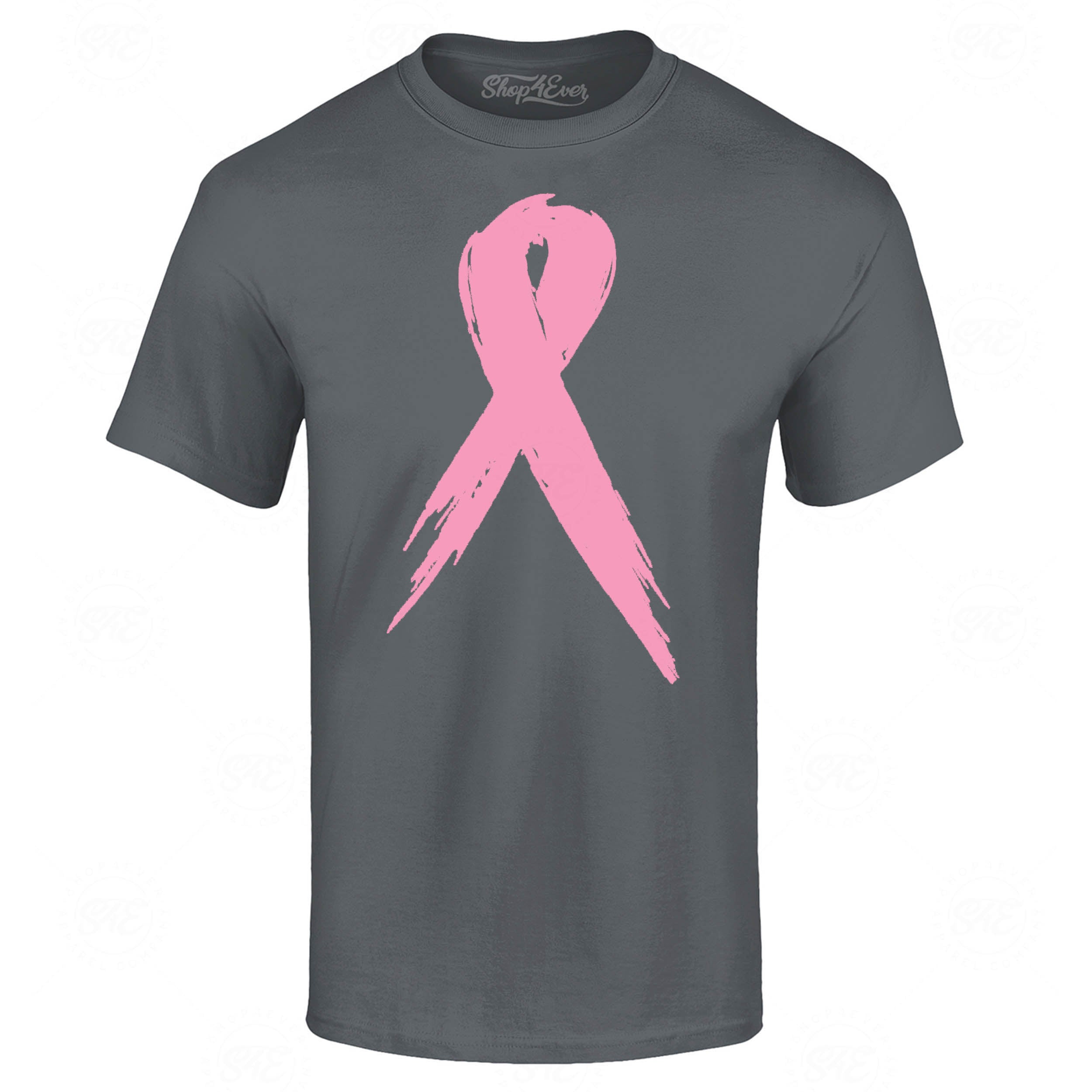Pink Breast Cancer Ribbon Pin T-Shirt Support Awareness Tee
