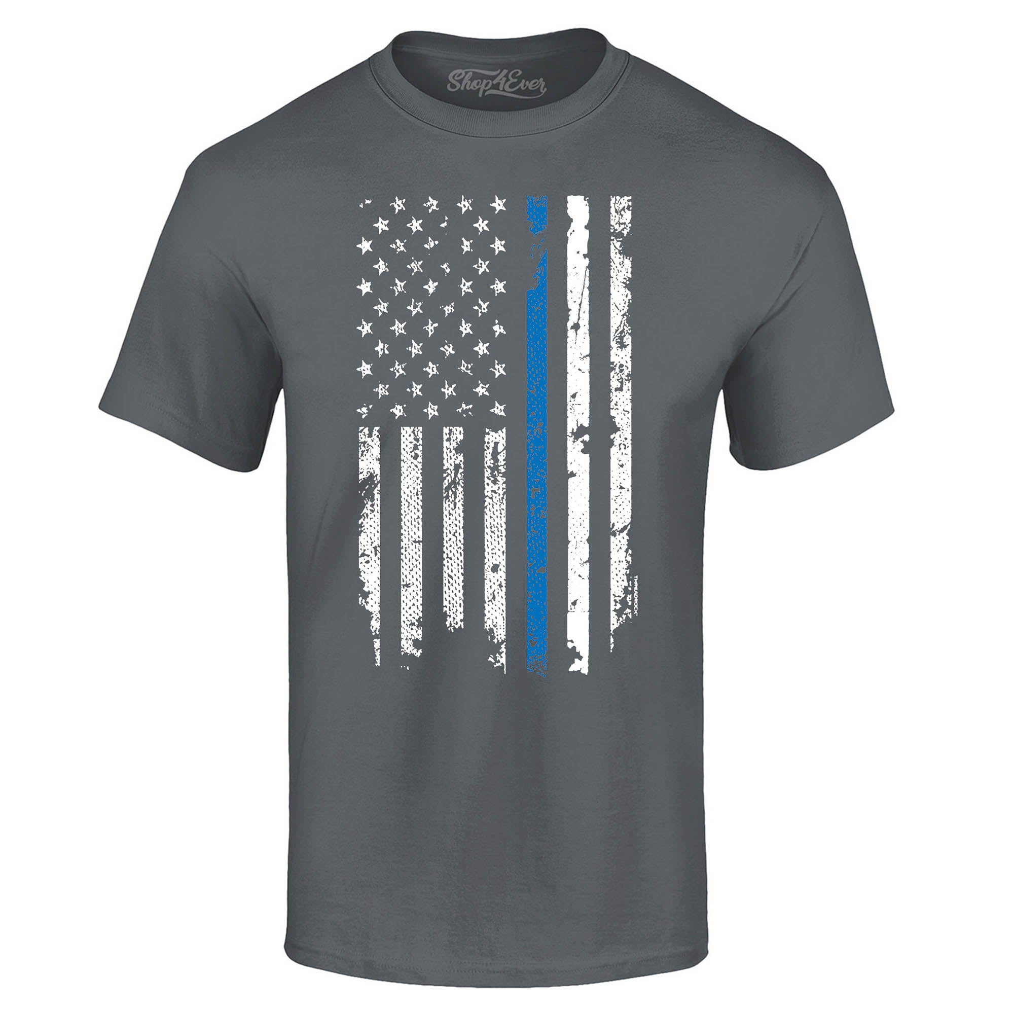 Police Officer American Flag Blue Line USA T-Shirt Law Enforcement Shirts