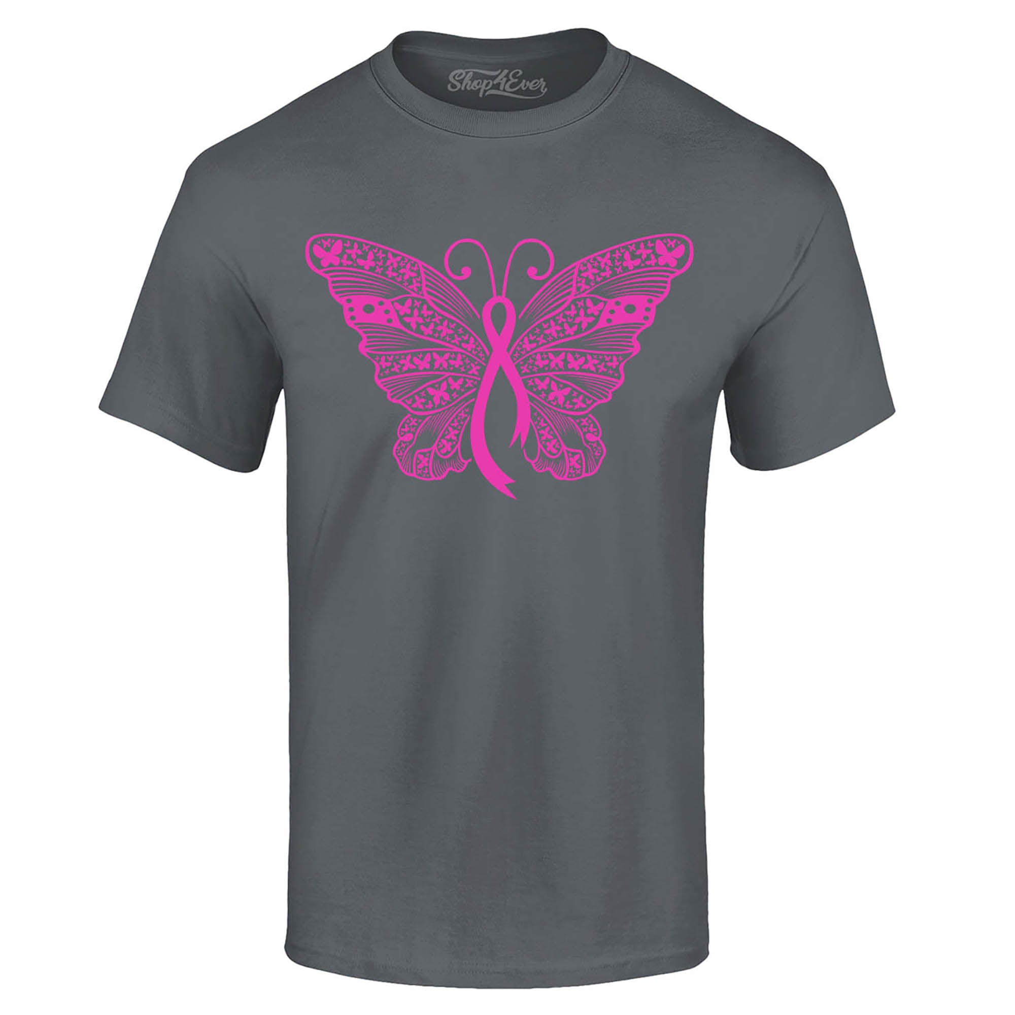Pink Ribbon Butterfly Breast Cancer Awareness T-Shirt