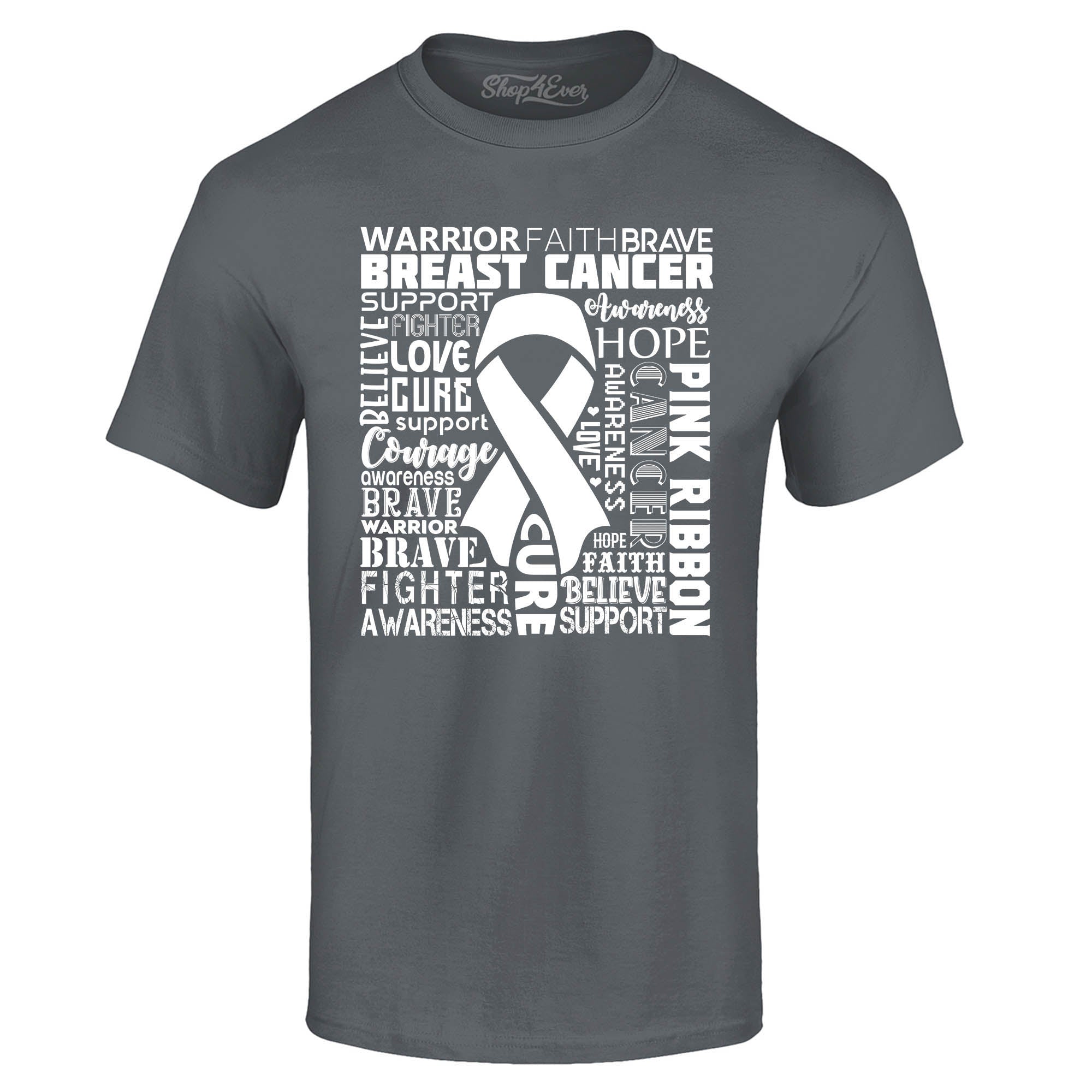 Breast Cancer Awareness White Ribbon Word Cloud T-Shirt